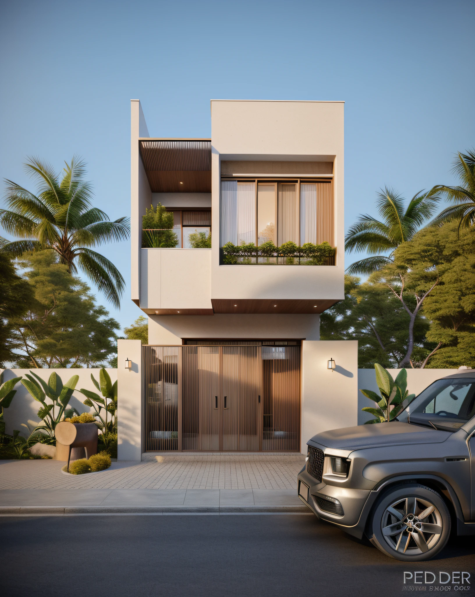 rendering of a modern residential townhouse, professional render, wide angle exterior 2023, highly detailed render, high quality rendering, realistic render, architectural render, high-quality render, detailed rendering, hyper-realistic render, hyper - realistic render, very realistic 3 d render, high render, realistic rendering, very realistic render