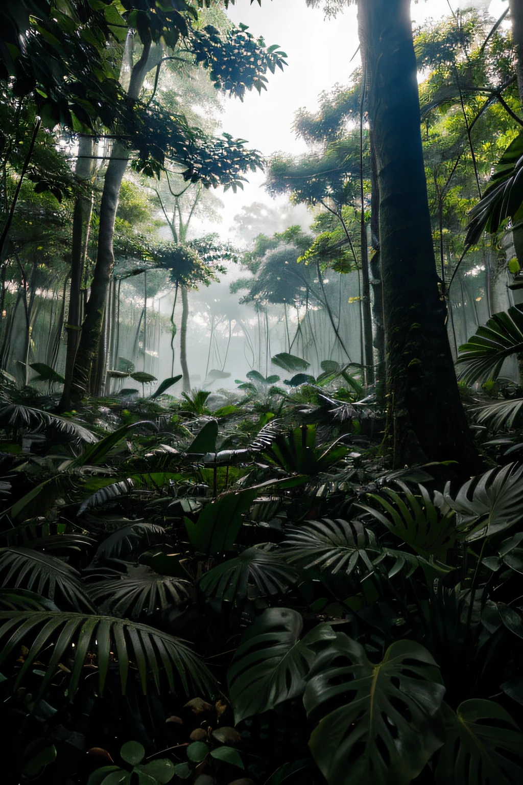 dense jungles, closeup view, darkened, photorealystic, photo
