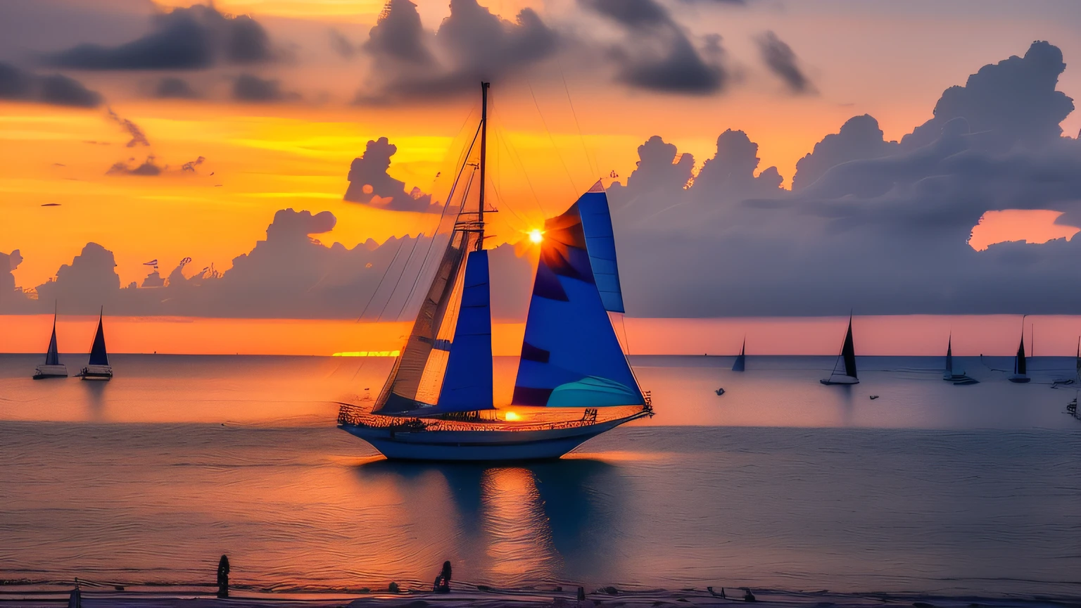 late sunset,There is a sailboat sailing in the sea, Boracay’s Golden Hour, Primetime shooting, at sunrise, during dawn, as the sun sets on the horizon, author:Eddie Mendoza, prime time, evening light, Heading towards the sunset, Shot with Canon EOA 6 D Mark II, YouTube video screenshot, at sunrise
