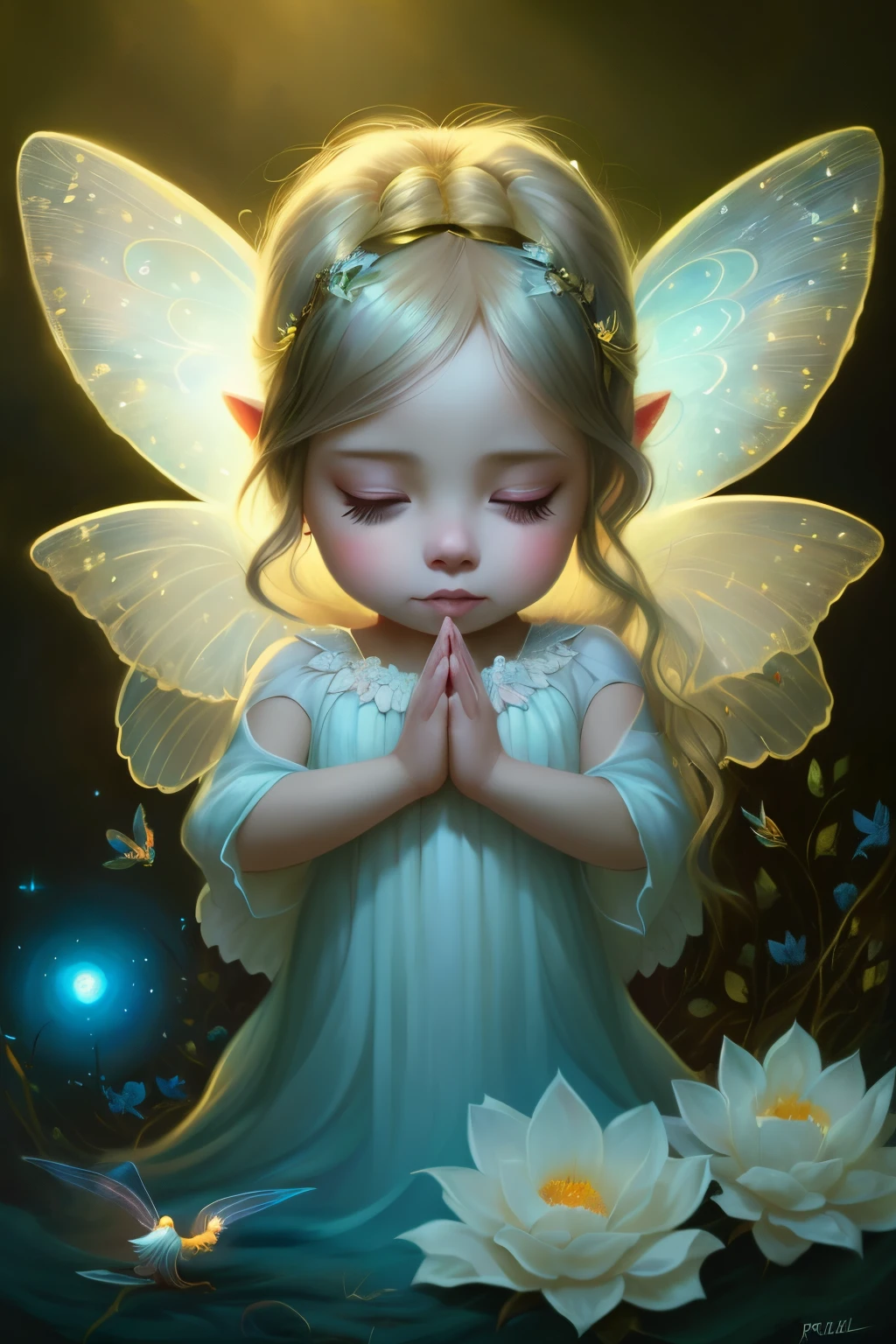 painting of a girl with wings and flowers, Beeple and Jeremiah Ketner, Adorable Digital Painting, fairy cgsociety, wlop art, Rob Ray, ross tran 8 k, art of Wlop, by Jeremiah Ketner, Beautiful Angel, beautiful fantasy art, digital art fantasy art, beautiful fairies, art of wlop and greg rutkowski