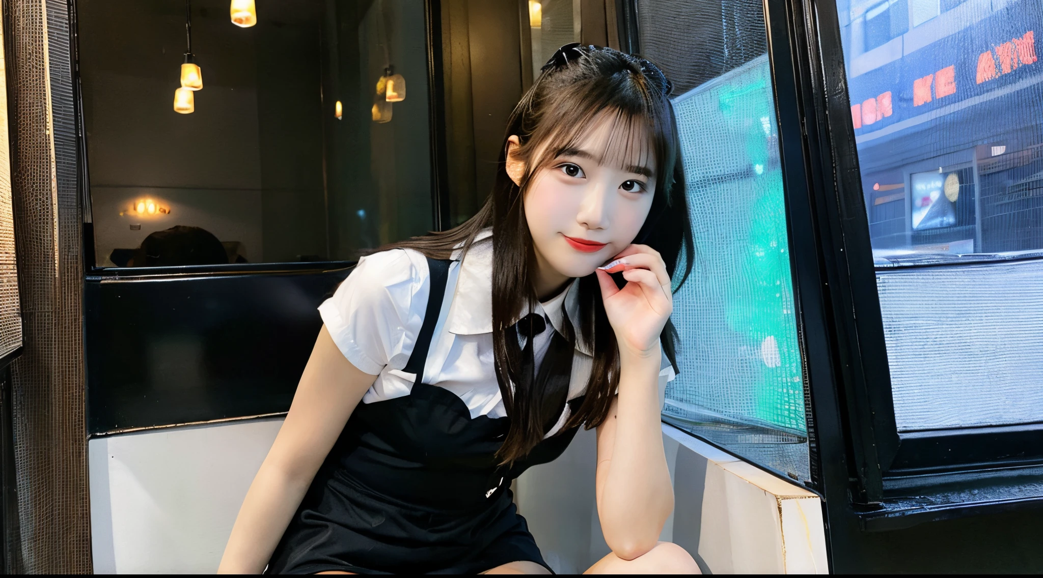 18 year old waitress in black miniskirt