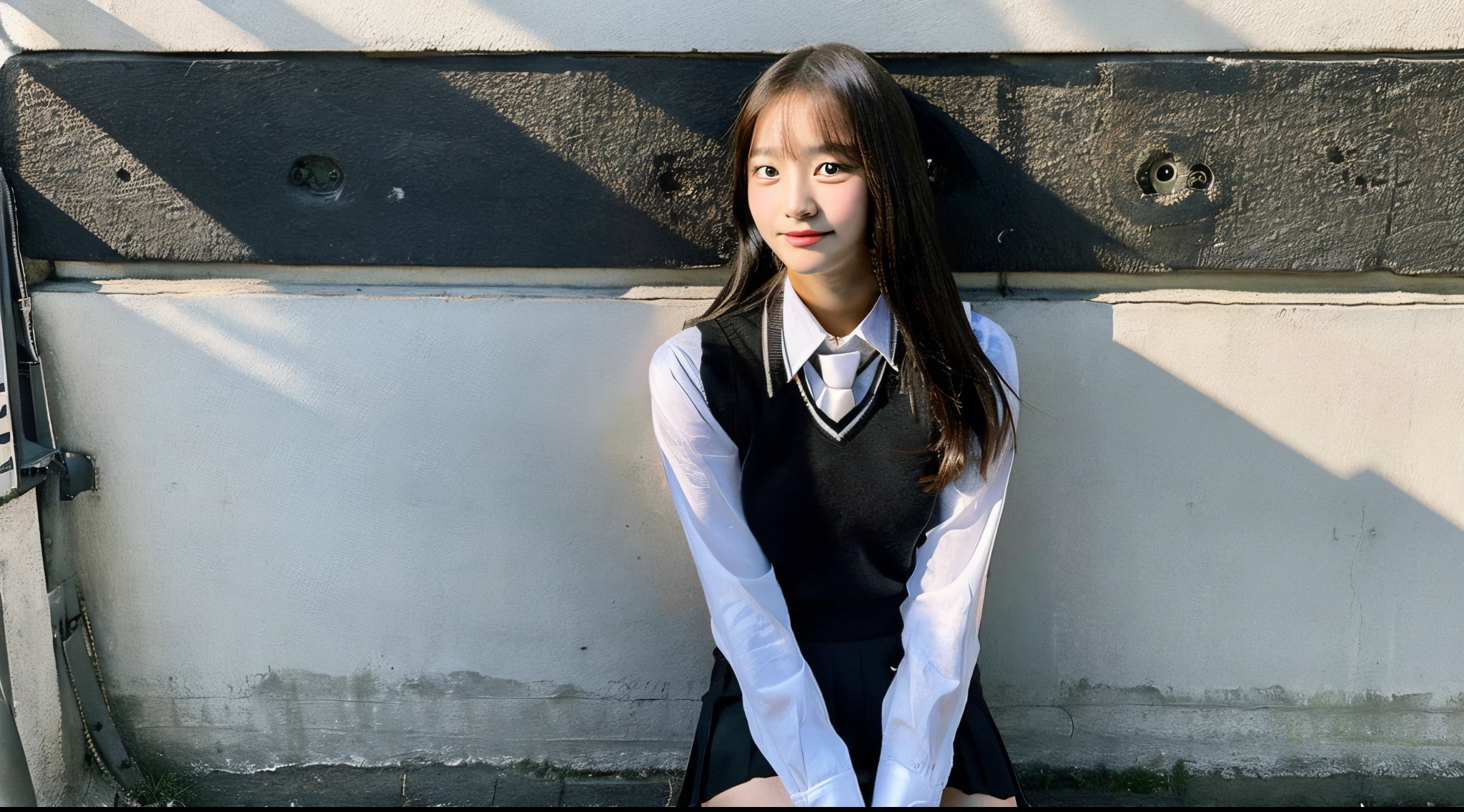18-year-old high school girl in black miniskirt