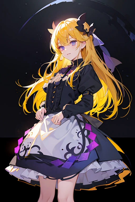 Yellow haired girl wearing gothic clothing,Blue pupil,Standing in the night,Holding glowing stars in hands。 pixiv, Digital art on Pixiv, Pixiv style, Zero art, Great light and shadow, Pixiv Contest Winner, In Pixiv, Guviz, Anime cute art style