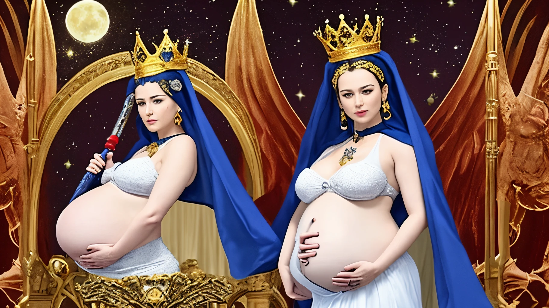 1. A great sign was seen in the sky, a saber, a woman dressed in the sun with the moon under her feet and a crown of twelve stars on her head,
2. que, thinking you are pregnant, grita com as dores de parto, suffering torment to give birth.
Apocalipse 12:1-2