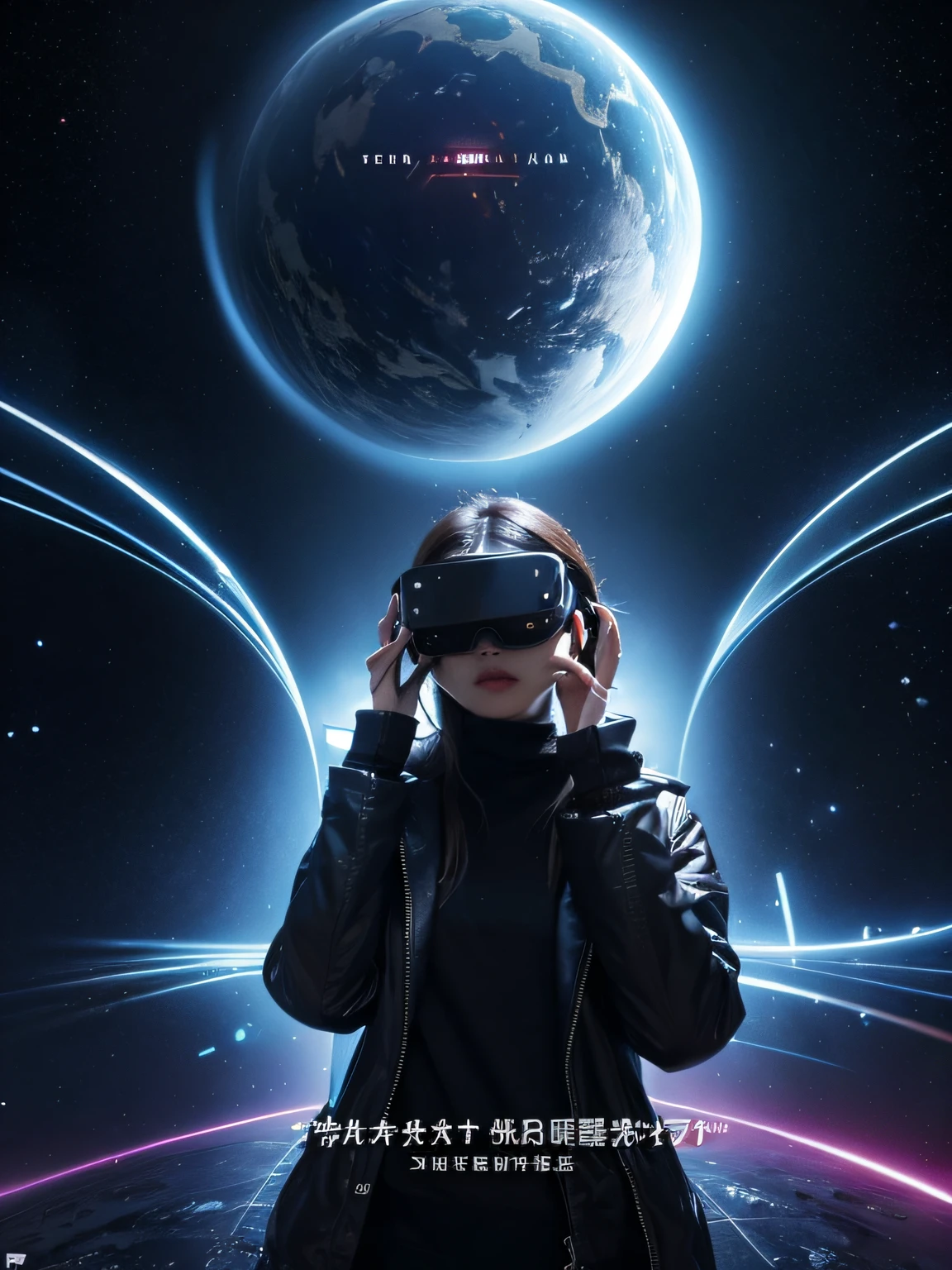 Cover poster,The theme is exploring the metaverse,Open a new virtual world,There is no text,Former Cosmic Elements,Fusion of reality and virtuality,immersive experience,Virtual reality technology,Augmented reality technology,Cloud rendering technology,Looking forward to the future metaverse world,Challenges facing metaverse technology,Application prospects of the metaverse