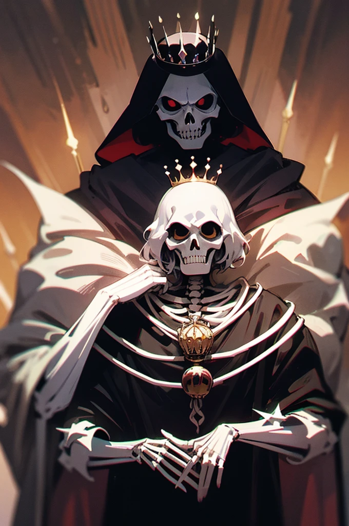 sitting on the throne, king of the dead with a crown of bones, black web robe, web, spiders on armor, with a black blade in his hand, fantasy, dramatic photo, dynamic photo, full body view, blurred background, highly detailed, ultra-realistic, 8k, (realistic:1.3), poster, intricate details, painting \(artwork\), ((masterpiece,best quality)), ((cinematic light)), hyperealistic, fearsome, dark fantasy \(style\), detailed armor, detailed spider helmet, spider head, lots of hands,  lots of eyes, (dark shot:1.17), epic realistic, faded, ((neutral colors)), art, (hdr:1.5), (muted colors:1.2), hyperdetailed, (artstation:1.5), cinematic, warm lights, dramatic light, (intricate details:1.1), complex background, (rutkowski:0.8), (teal and orange:0.4)