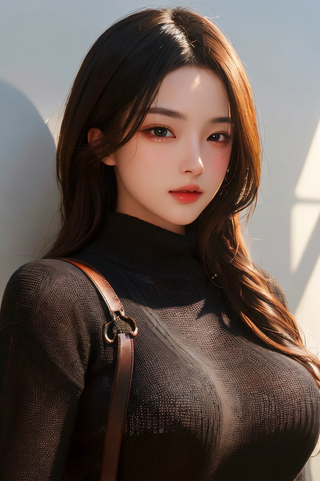 ultra high res,masterpiece,best quality,
very detailde face,detailed eyes,extremely intricate,perfect glossy shiny skins,perfect lighting,detailed lighting,dramatic shadows,ray tracing,
1girl,upper body,black sweater,looking at viewer,
