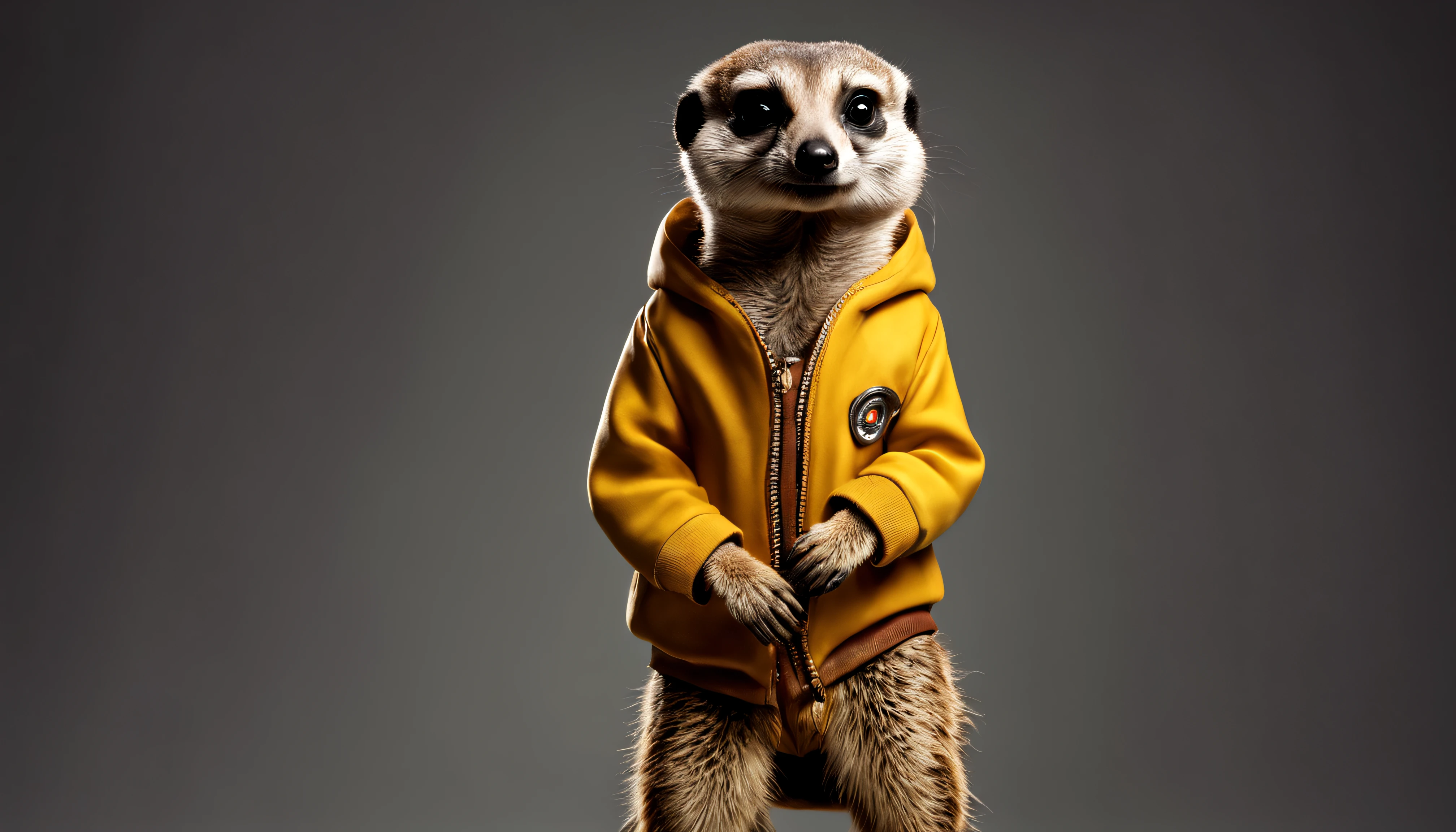 photorealistic portait of Dressed animal - a Meerkat skateboarder, park, high quality, highly detailed, studio lighting,