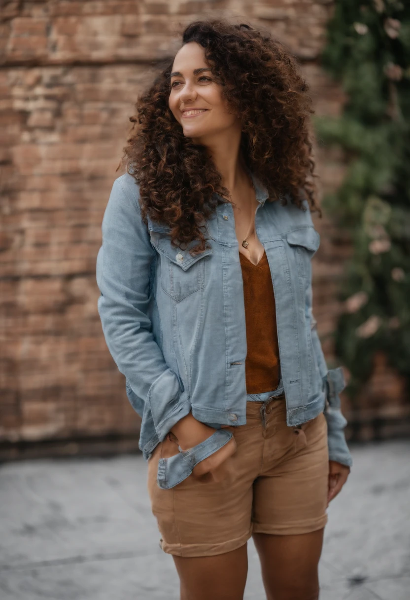 Imagem estilo Pixar, Brunette woman with curly hair with highlights blue tips holding a camera, Maquiagem Disney, sorridente com covinhas no sorriso ,Close-up, Pixar, Disney, Cinema lighting, In your photo studio with lights, Tripods & Computer