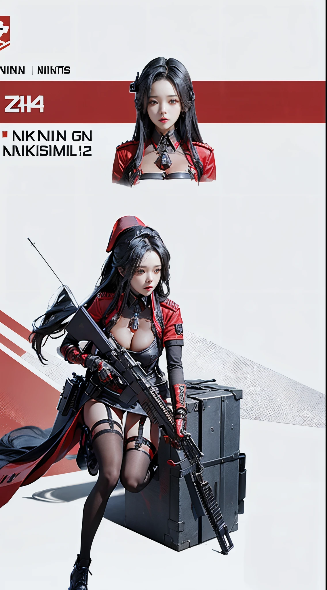 a close up of a person with a gun and a red hat, m4 sopmod ii girls frontline, from girls frontline, fine details. girls frontline, katana zero video game character, girls frontline style, mechanized soldier girl, girls frontline universe, girls frontline cg, from arknights, girls frontline,maiden from nikke, nikke character