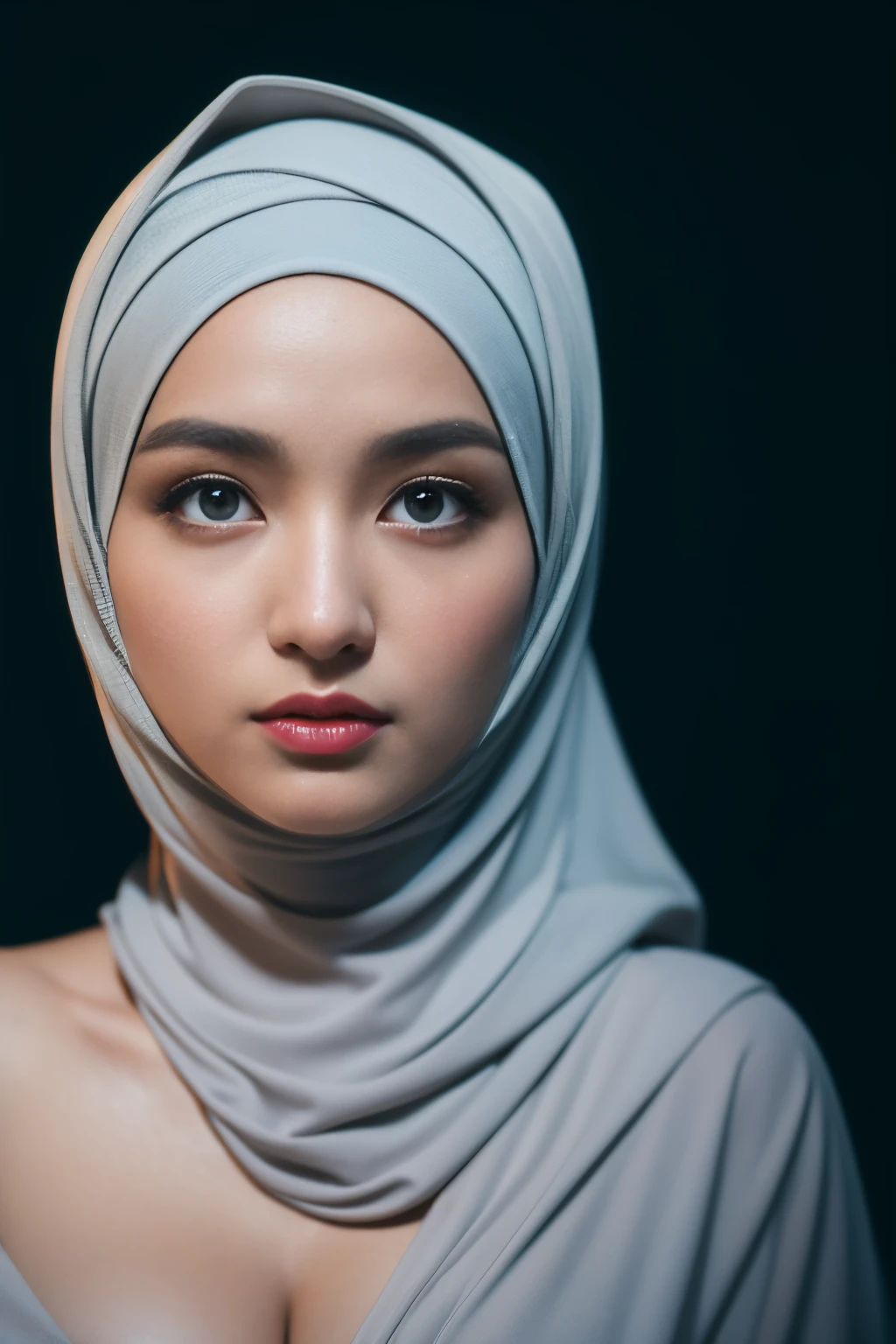 superhero, javanese, (((hijabi))), cleavage, reflection light, chiaroscuro, depth of field, cinematic lighting, ray tracing, Sony FE GM, UHD, super detail, masterpiece, textured skin, high details, best quality, award winning,3D,hdr(HighDynamicRange),Ray tracing,NVIDIA RTX,Hyper-Resolution,Unreal 5,Subsurface scattering、PBR Texture、post-proces、Anisotropy Filtering、depth of fields、maximum definition and sharpness、Many-Layer Textures、Albedo e mapas Speculares、Surface coloring、Accurate simulation octane rendering of light-material interactions、Two-colored light、largeaperture、Low ISO、White balance、the rule of thirds、8K raw data