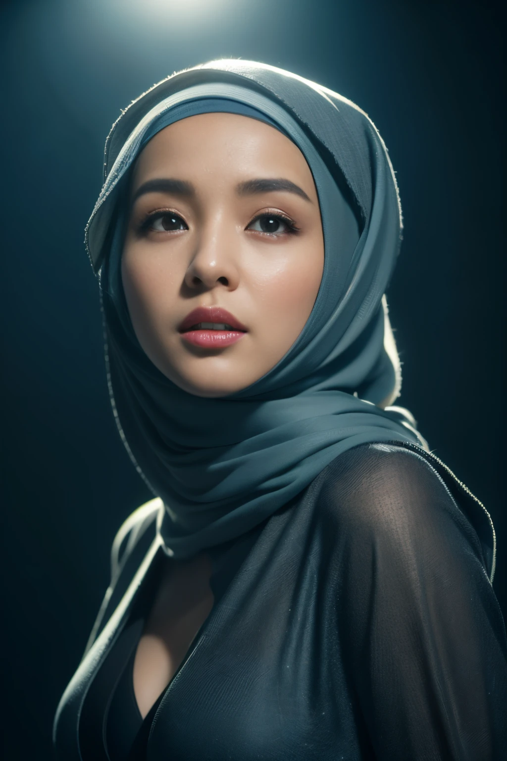 colorful bellydancer, cyberpunk, javanese, (((hijabi))), cleavage, reflection light, chiaroscuro, depth of field, cinematic lighting, ray tracing, Sony FE GM, UHD, super detail, masterpiece, textured skin, high details, best quality, award winning，3D,hdr（HighDynamicRange）,Ray tracing,NVIDIA RTX,Hyper-Resolution,Unreal 5,Subsurface scattering、PBR Texture、post-proces、Anisotropy Filtering、depth of fields、maximum definition and sharpness、Many-Layer Textures、Albedo e mapas Speculares、Surface coloring、Accurate simulation octane rendering of light-material interactions、Two-colored light、largeaperture、Low ISO、White balance、the rule of thirds、8K raw data