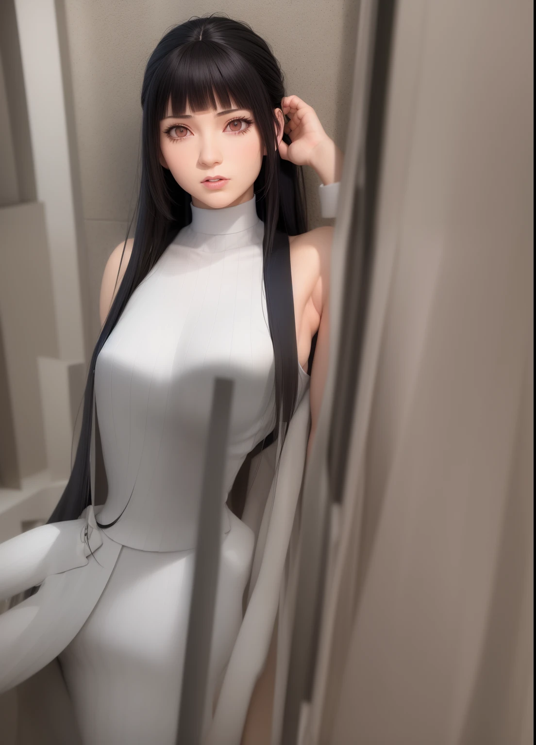 Hay una mujer con cabello largo y negro posando para una foto, Anime hiperrealista, Anime fotorrealista, Anime 3D realista, Estilo realista de anime 3D, Render fotorrealista de Anime Girl, Anime muy detallado, Hinata Hyuga, Anime realista, Retrato de Tifa Lockhart, Retrato de Tifa Lockhart, Anime estilo 3D, seductor retrato de Tifa Lockhart, Anime semi realista
