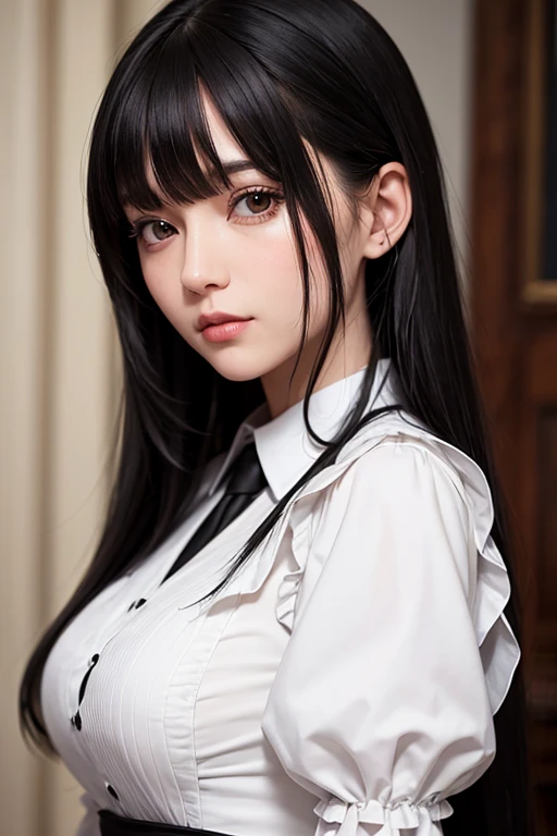 Long,maid clothes, Black hair,Realistic,ultra -detail
