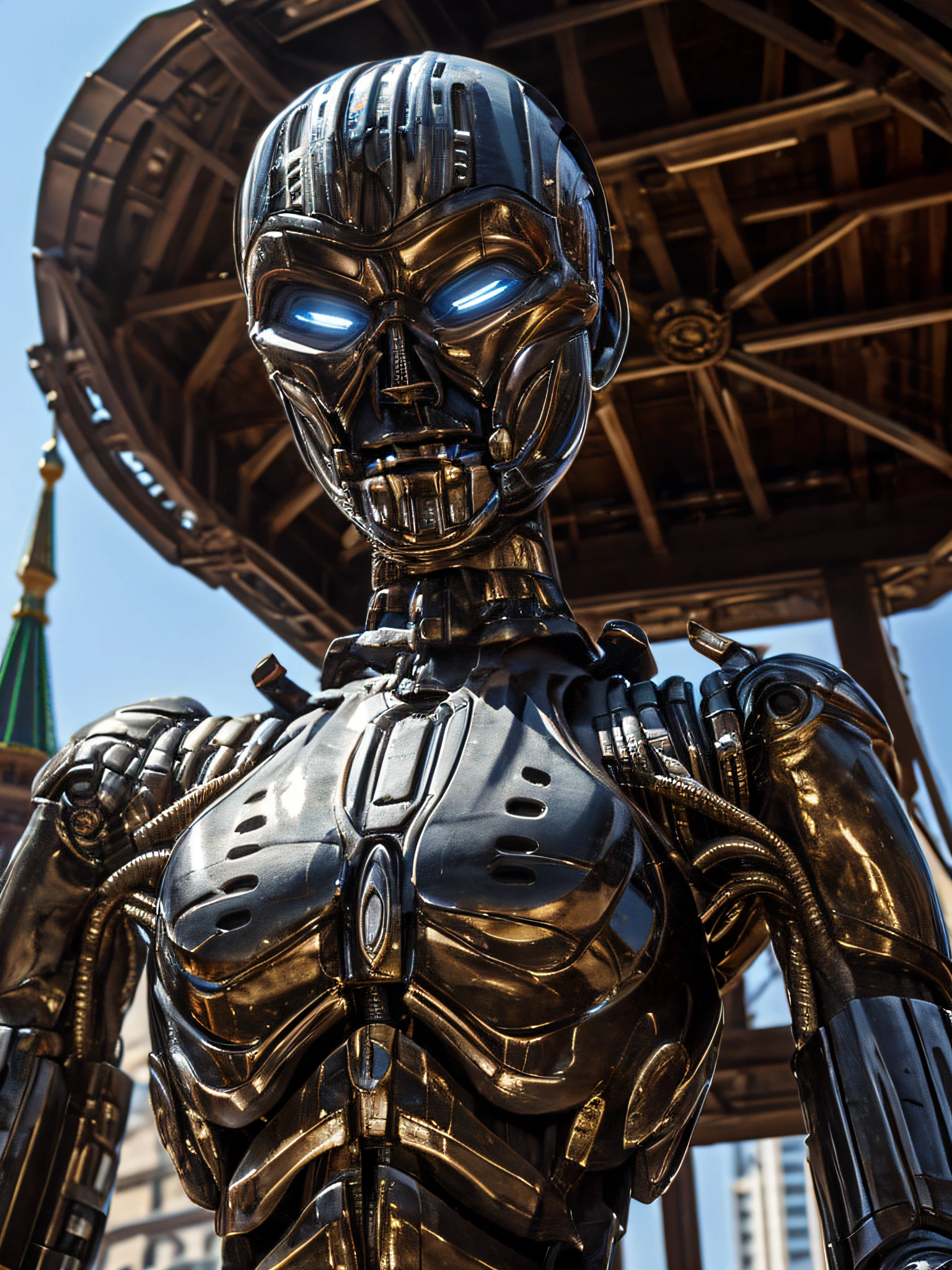 realistic, TX endoskeleton in moscow, daytime, realistic lighting, (T-X Endoskeleton:1.2), detailed TX endoskeleton, ultrarealistic TXendo, (deep focus1:0), sharp details, very high quality, ultra HD, 8K