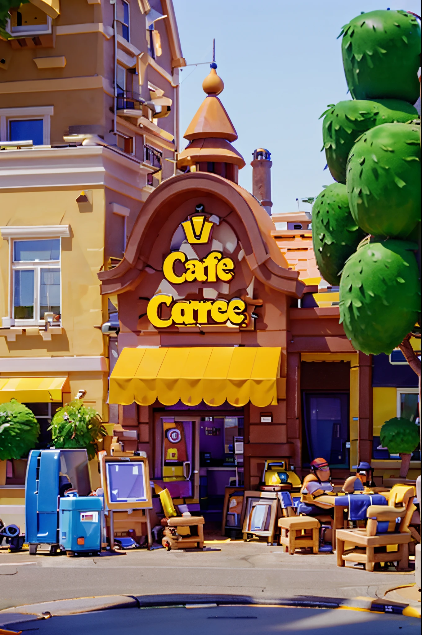 Single-family building features: cafe、cartoonish style