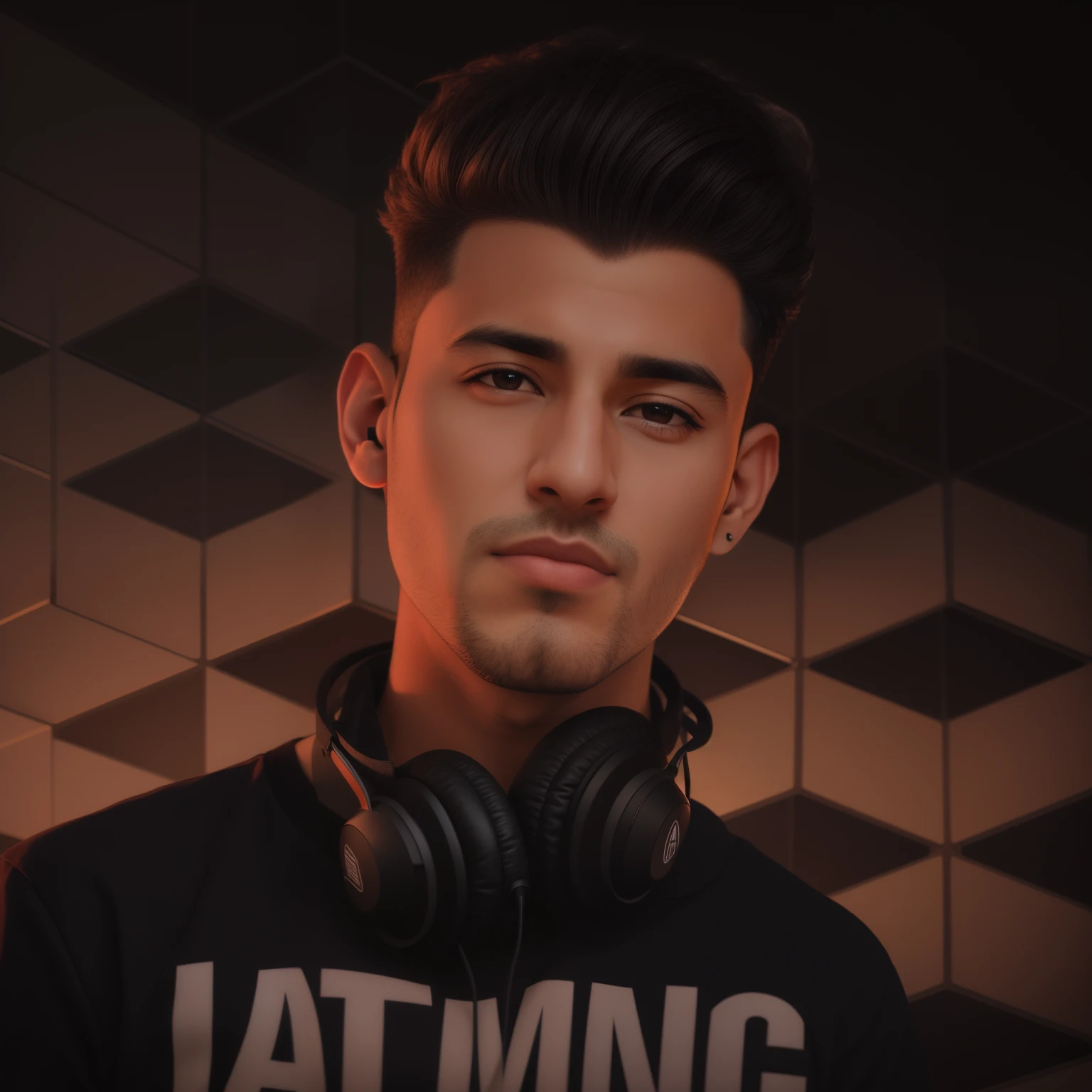 arafed image of a man with headphones on his head, mohamed chahin style, mohamed chahin, profile picture 1024px, portait photo profile picture, headshot profile picture, realism artstyle, profile pic, music video, with head phones, trending on artistation, new song, high quality portrait, dj sura, youtuber, clean artstyle