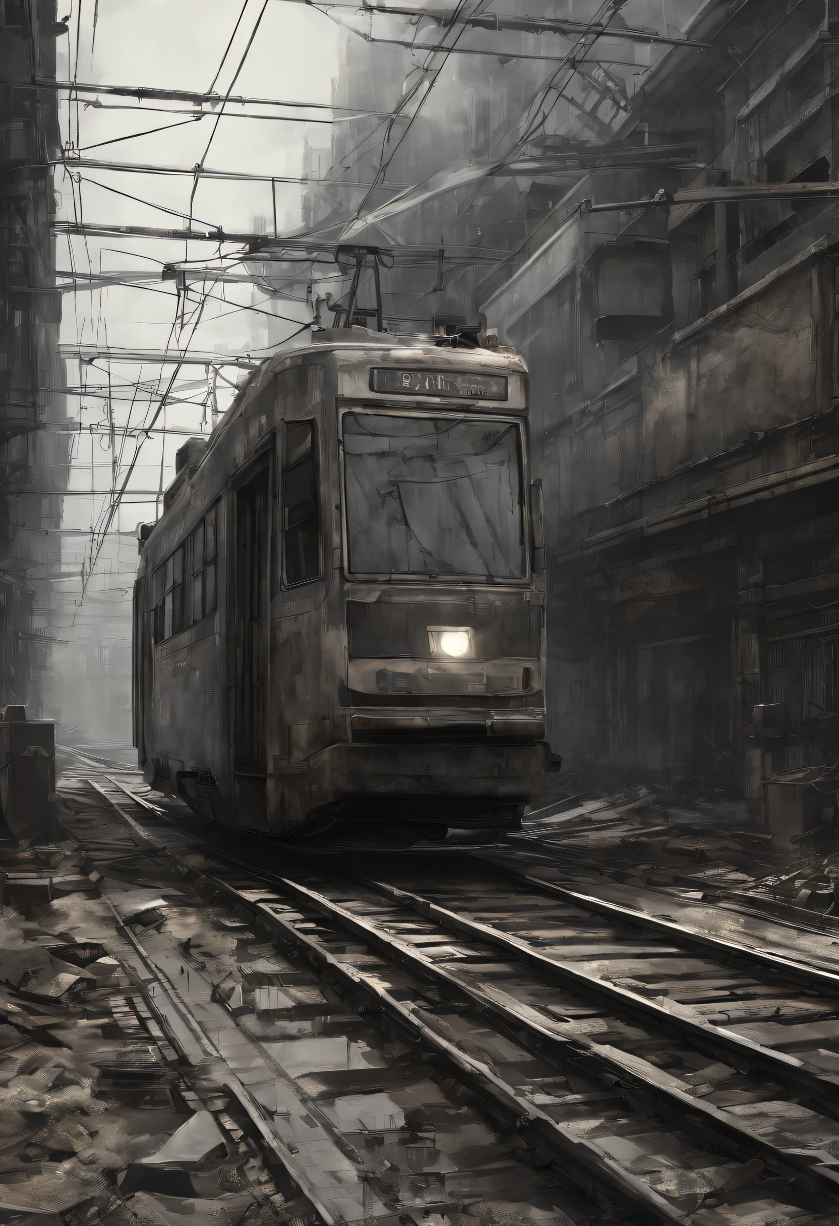 masutepiece、A hyper-realistic、Photorealsitic、Tram in the shape of Thomas the Tank Engine