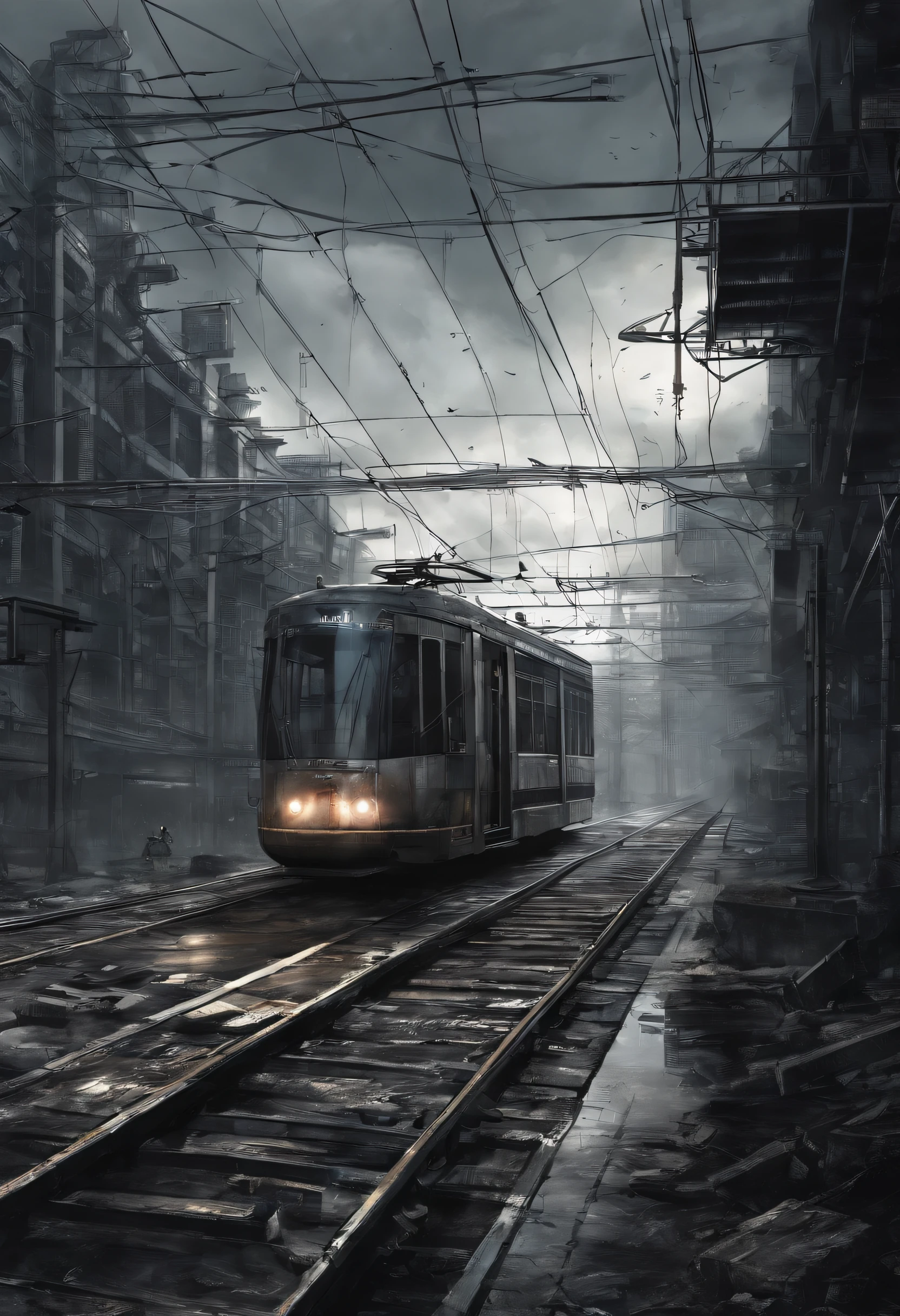 masutepiece、A hyper-realistic、Photorealsitic、Tram in the shape of Thomas the Tank Engine