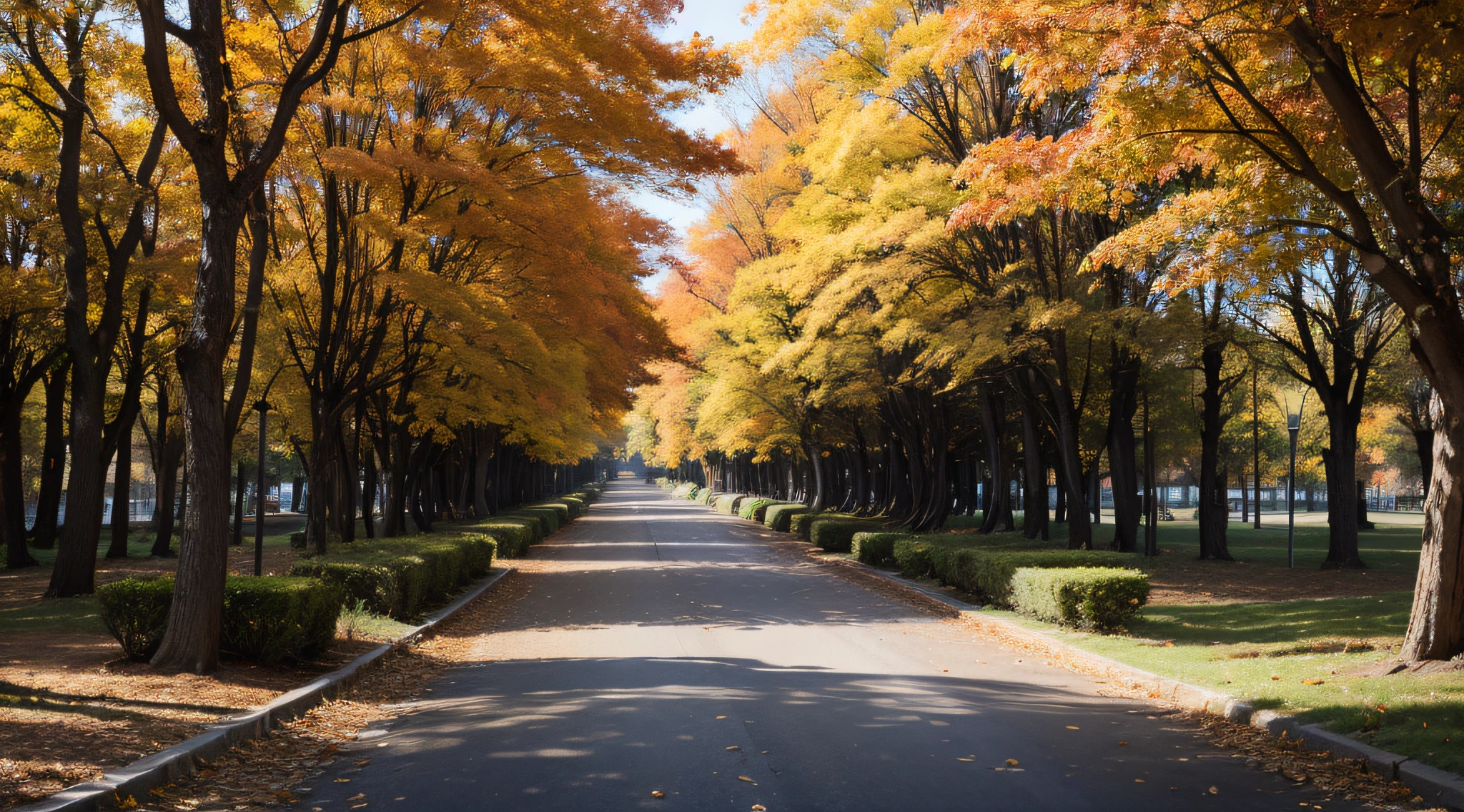 high qulity, Autumn walk under the trees, Dansaekhwa style, Mesmerizing optical illusion, Light orange and brown, Maoqing, Dream Street, Capture the essence of nature, gongbi, tmasterpiece