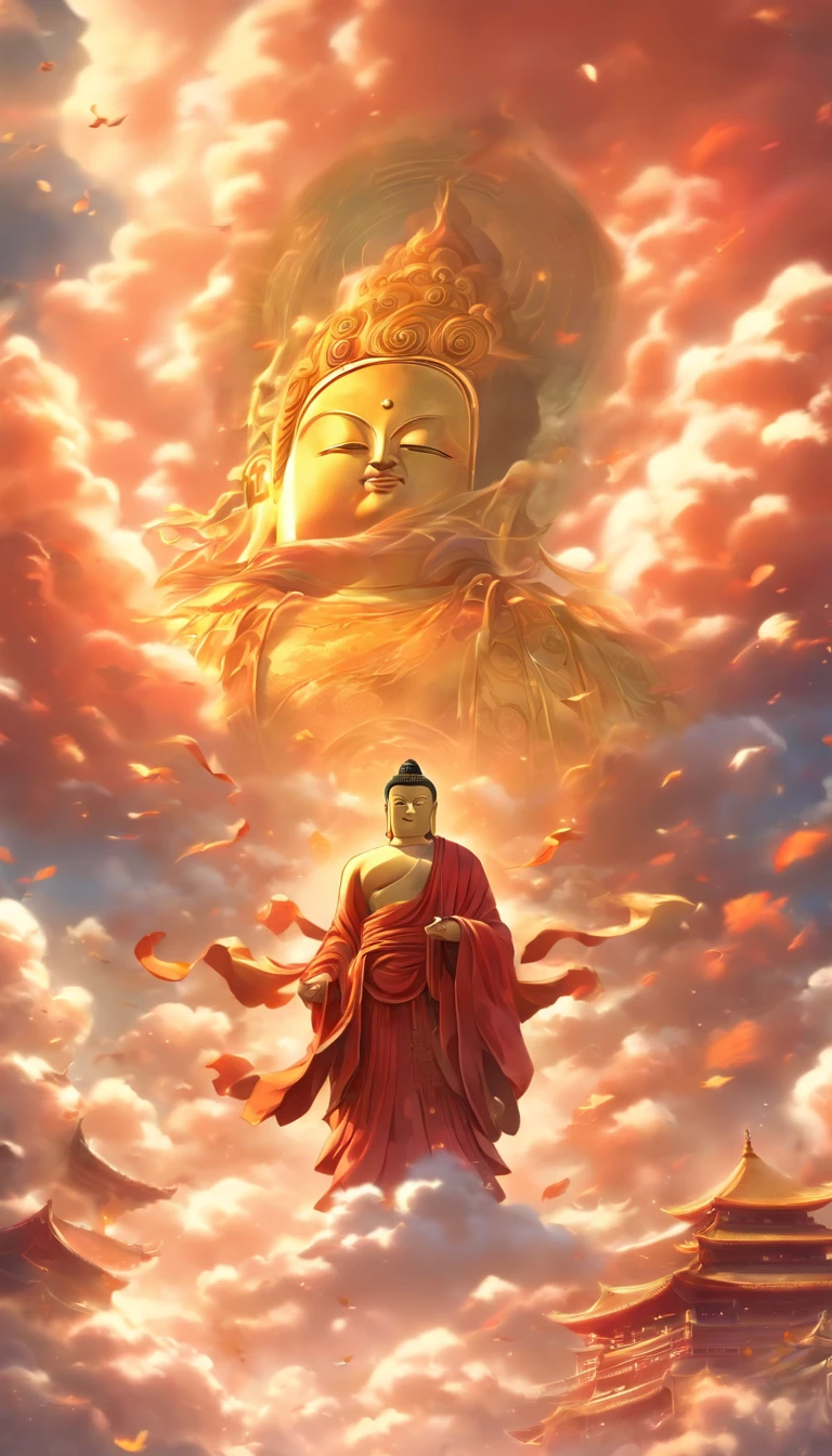 ((masutepiece))，(Best Quality))，china style，In the sky, Clouds form a huge Maitreya Buddha image，Pilgrims on the road，Hyper-realistic，Ultra photo realsisim，Real Photographics，8K，High Definition，high quarity，Works of masters，super-fine，（（（OC Renderer）））