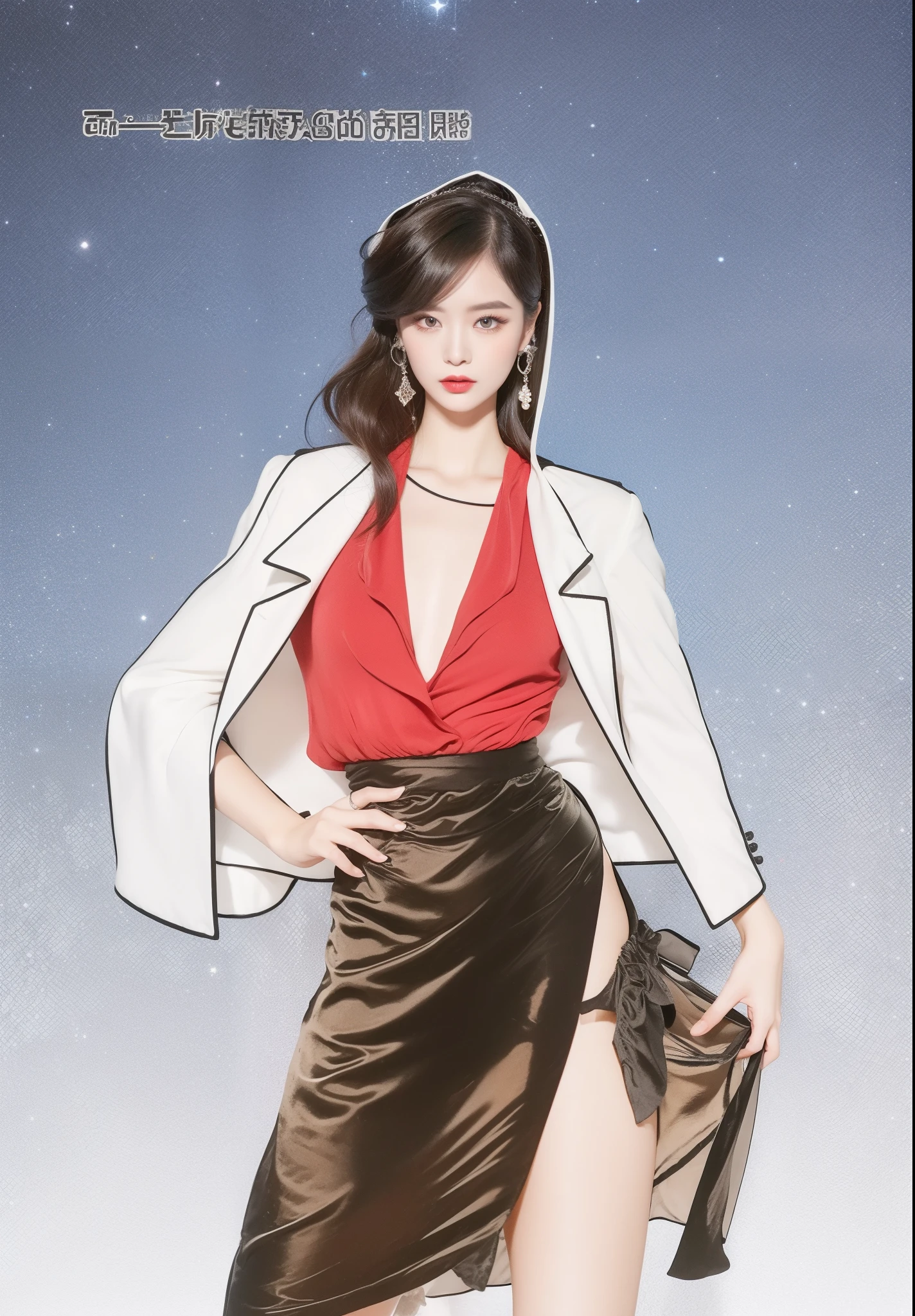 (8K,The highest image quality,hight resolution,full body Esbian,动态照明,Faraway view)Black Volcano Royal Princess Costume,appearance, makeup, Clothes should express a unique and mysterious temperament。Here are some tips and details,Please help me create this image:
1. appearance:
- pale skin:Her skin takes on a pale grayish hue resembling volcanic rock,Looks transparent and smooth。
- starry eyes:her eyes were like the deep night sky,Her dark eyes seemed to swallow up all the light..。
- Luxury bread:she got fat and rolled, tall black hair,Combination with delicate hair accessories,tome'tome'It's like a black jewel placed on your head。
2. makeup:
- Smokey eye makeup:her eye makeup、Features deep charcoal gray and shiny silver tones,Eyes reveal mystery and coldness。
- red lips:her lips were shining like blood,Apply a layer of dark red lipstick,emphasize her nobility and dignity。
3. Clothes:
- gorgeous dress:she was wearing a black silk dress,It was like black waves rippling over her..,decorated with jewels and pearls,Mysteriously radiant。
-cloak: her cloak is made of black velvet,Inlaid with silver silk thread,Like a shooting star in the night sky,Let her be like a shining star in a black volcano。
These explanations are、、、Helps create a sense of mystery、Royal and attractive princess image。to express her personality and the details of the dress.、Remember to use adjectives and detailed descriptions。。
