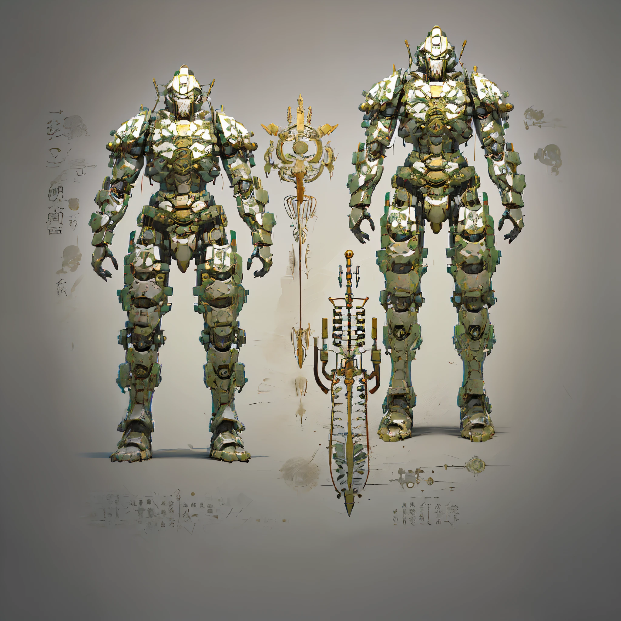Multiple mechas,((Mechanical soldiers,Templated equipment,Simple folding shield and spear:1.3)),mechanical military power,((land combat equipment,Black mecha shell,Chinese style armor,Thin exoskeleton armor,traction spike:1.4)),HUMANOID MACHINERY,mechanicalparts,Industrial feel,