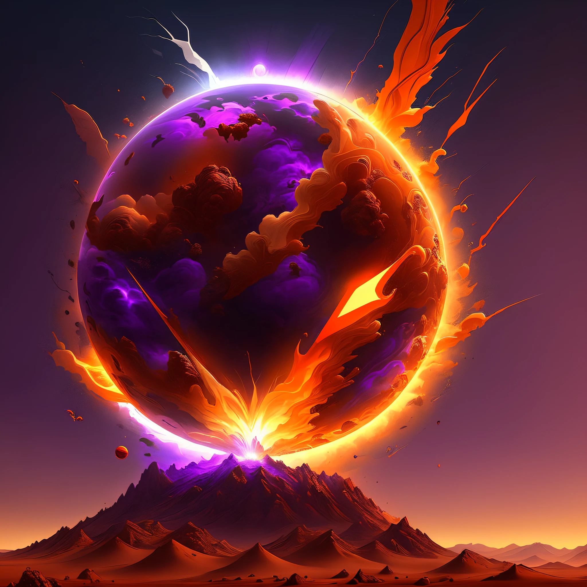 "Create a minimalist and elegant e-sports logo featuring the planet Mars in vibrant orange hues. Incorporate a seamless blend of orange, purple, and red tones for a visually striking effect. Emphasize simplicity while maintaining a captivating appeal. The design should evoke a sense of cosmic energy and intensity, aligning with the dynamic spirit of e-sports. Provide a vivid description for an AI image generator to bring this concept to life."