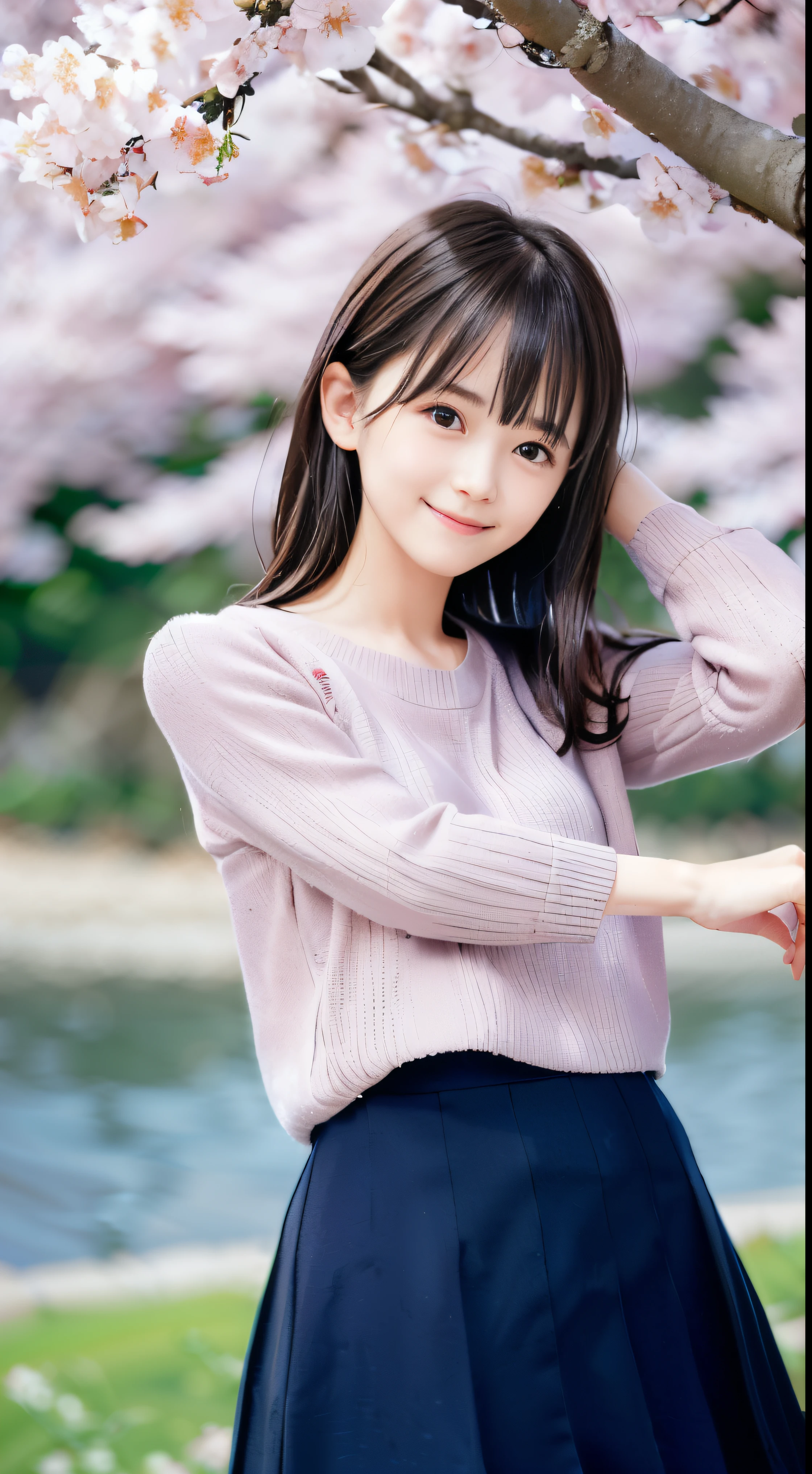 (Close up face shot of one slender small breasts two side up black medium hair with bangs girl in a long sleeves shirt and sweater and skirt:1.5)、(One girl is dancing with happy smile on the dart road near the lake and big waterfall in Japan:1.5)、(Beautiful autumn red leaves landscpe:1.5)、(Natural light:1.5)、(8k ultra detailed master piece:1.5)、(perfect anatomy:1.5)、(Photorealistic stick:1.5)、(Raw photo:1.3)、(highest quality:1.5)、(High resolution:1.3)、(Delicate and beautiful perfect face:1.3)、(Delicate and beautiful eye air skin:1.3)、(Real Human Skin:1.3)、((thin legs))