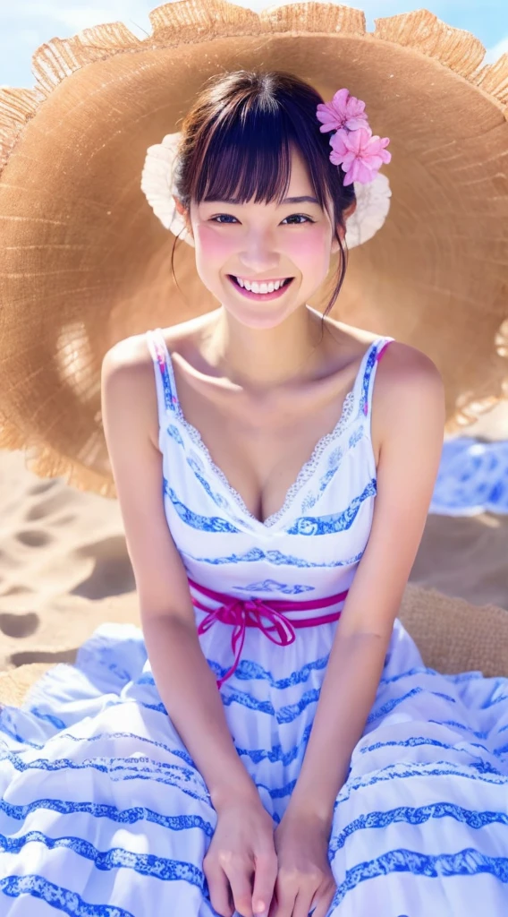 jpn、Summer festivities、rialistic photo、cute smile face、Delicate fingertips、Correct according to the skeleton、I can see all the hair