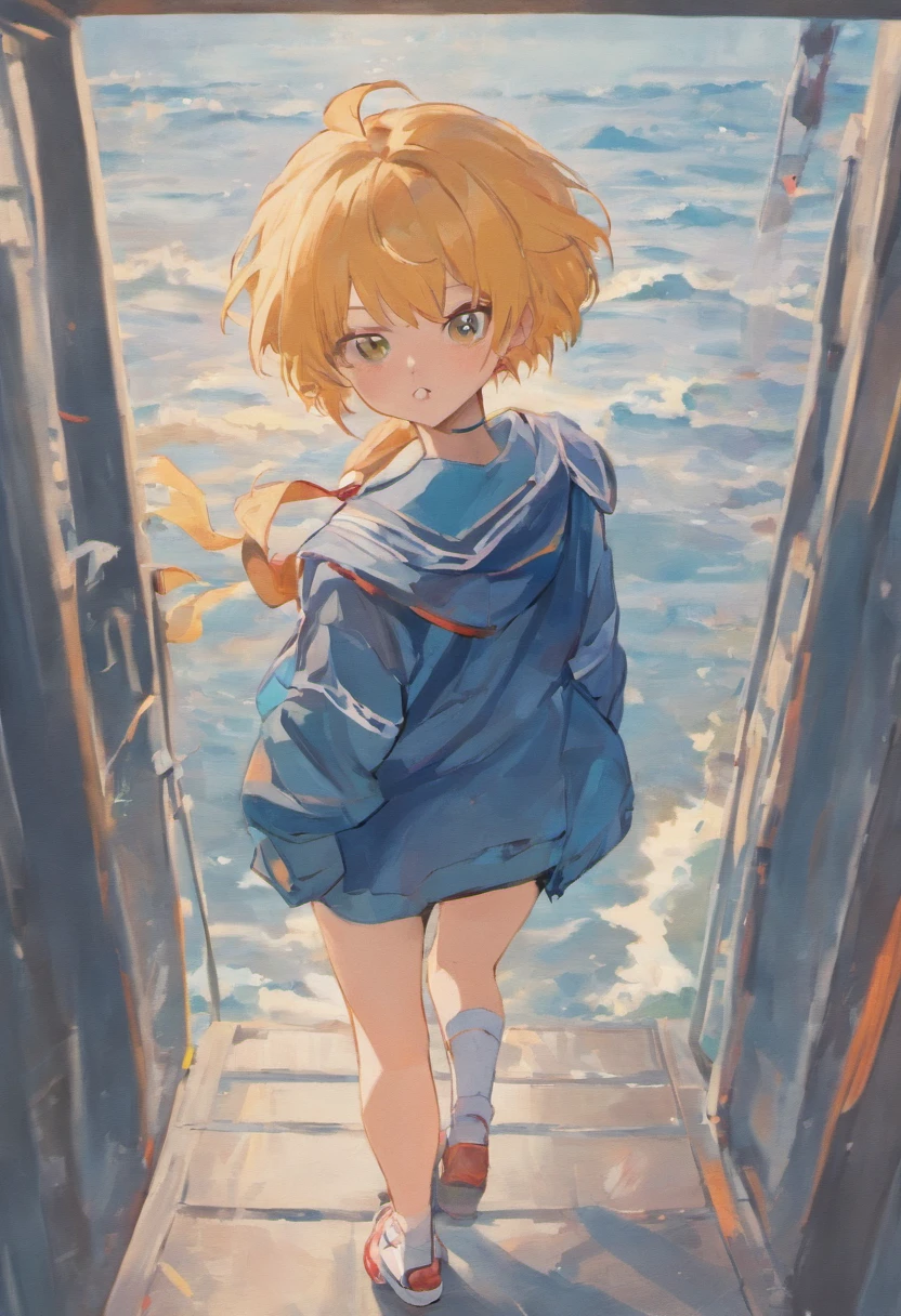 adolable，boy，a sailor suit，shorter pants，anime，in style of hayao miyazaki