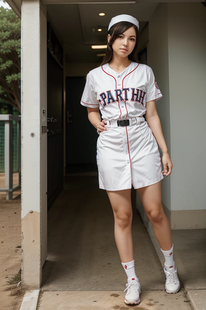 masutepiece、(((full body1.2)))、The path to transformation、A female baseball player transforms into a female nurse、Baseball uniform transforms into nurse uniform、