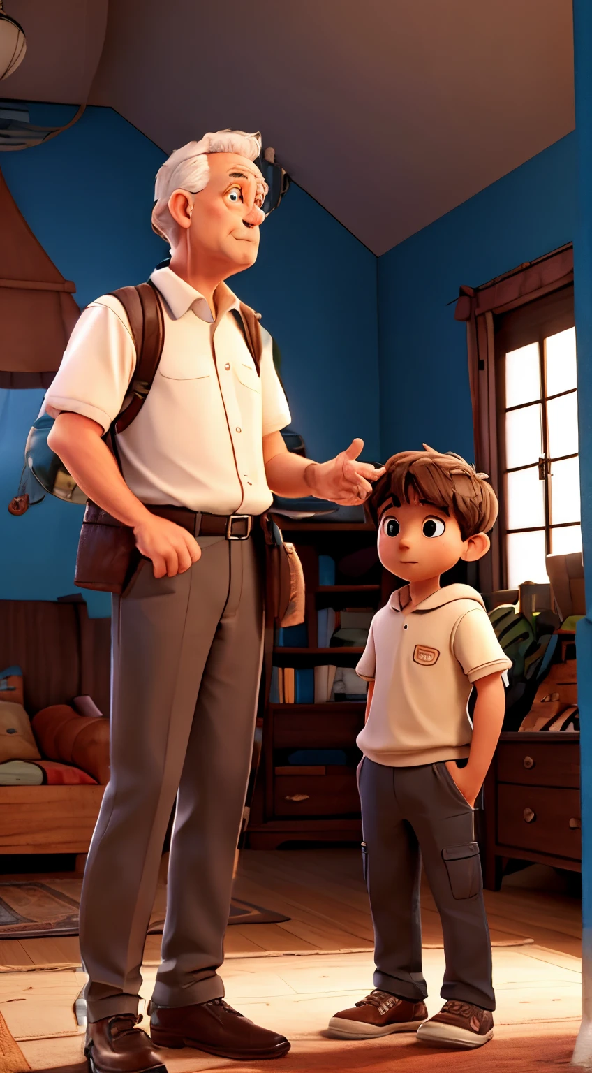 Dad talking to his son