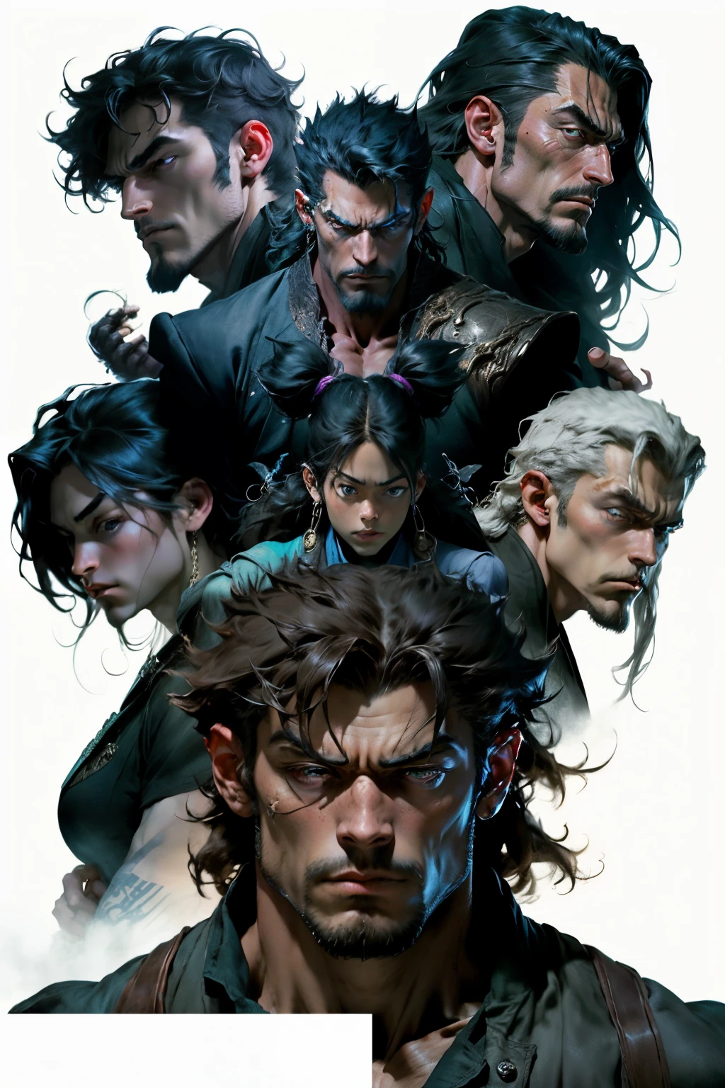 Hokuto no ken style kenshiro visages très détaillés Castlevania Shadow Lord hyper réaliste super détaillé Dynamic Poster Film Publicité Chef-d&#39;éclairage dramatique de l&#39;work