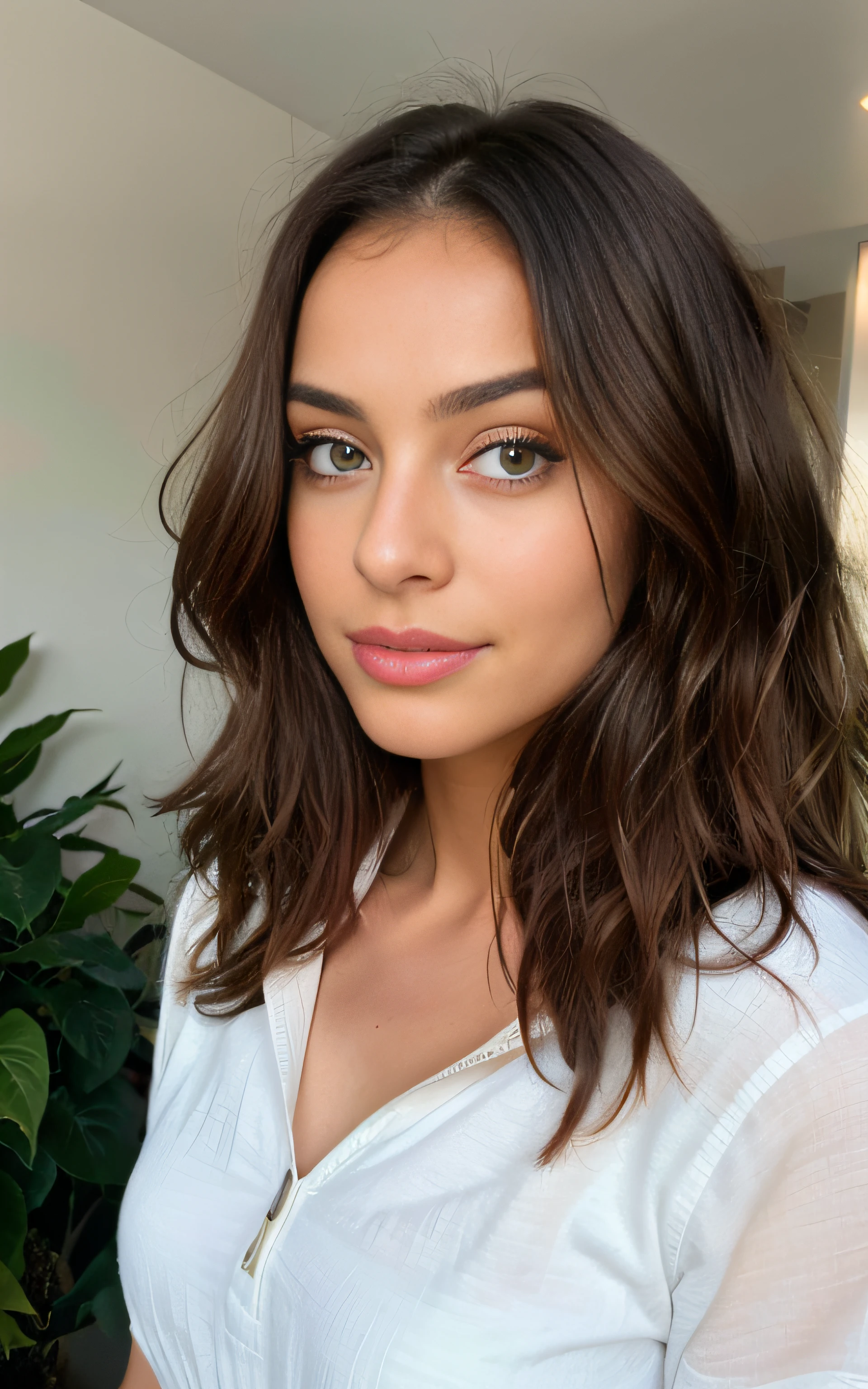 Pretty beautiful brunette, photo lifestyle dans un café, avec son chien un gloden retriver Coupe-bas, very detailed, 18 ans, visage innocent, naturally wavy hair, yeux verts, high resolution, Boss of'ouvrages d'art, best quality, intricate details, very detailed, mise au point nette, detailed skin, texture de peau realistic, texture, detailed eyes, professionnel, 4K, charming smile, prise avec Canon, 85 millimeters, slight depth of field, kodak vision color, corps parfaitement ajusté, extremely detailed, Photograph_\(ultra\), photographiquerealistic, realistic, Post-traitement, maximum details, roughness, real life, ultrarealistic, photorealism, photographie, 8k uh, photographie