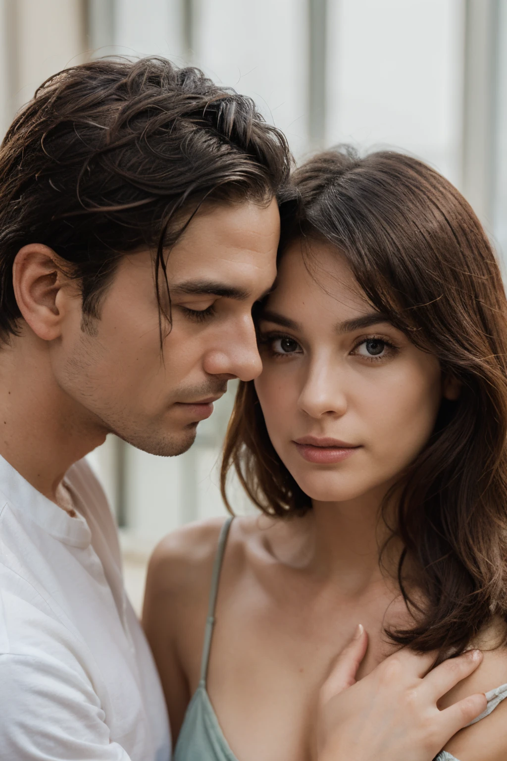 Two faces of a man and a woman on the theme of the astrological sign Gémeaux