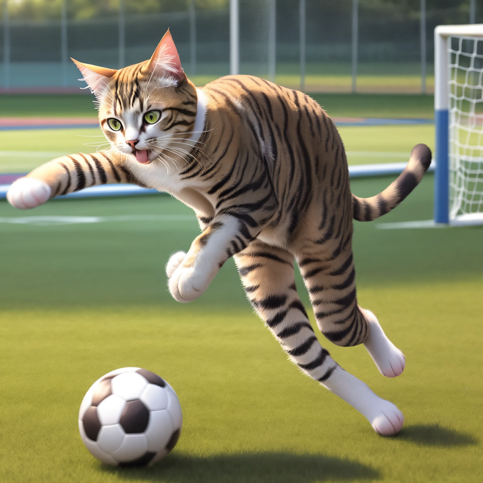 cat playing soccer