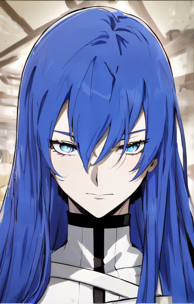 a close up of a person with blue hair and a white shirt, tensei shitara slime datta ken, fus rei, albedo from the anime overlord, mayuri shiina from steins gate, profile shot of rimuru tempest, portrait of a female anime hero, female anime character, portrait knights of zodiac girl