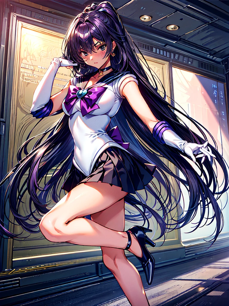 1girl in, ( (digital) ( ), medium breasts, (Sailor Moon Costumes)) , Best Quality, 、Hypnorola
Eyes in the sky、1girl in,Emotionless facial expressions,,(Very long straight hair:1.4)、Purple hair、Purple Absolute Short Mini Skirt、purple sailor collar、elbowgloves、high-heels、Rape Eye、(Detailed military base interior in the background:1.4)