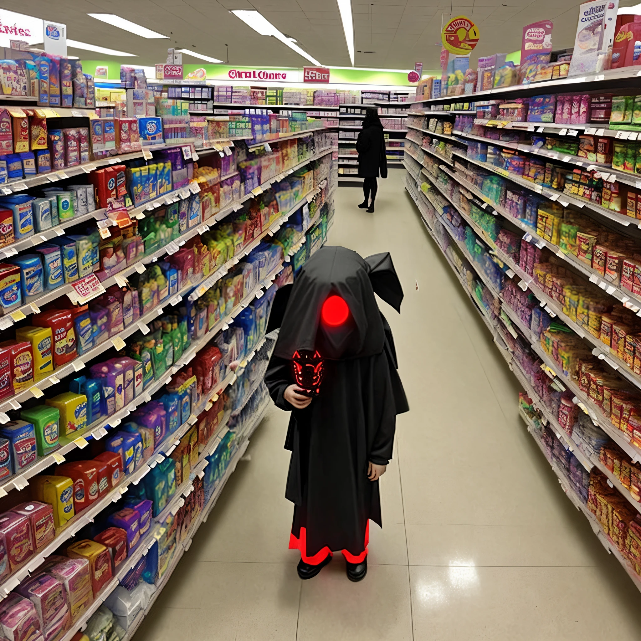 Terrifying dark demon with red glowing eyes