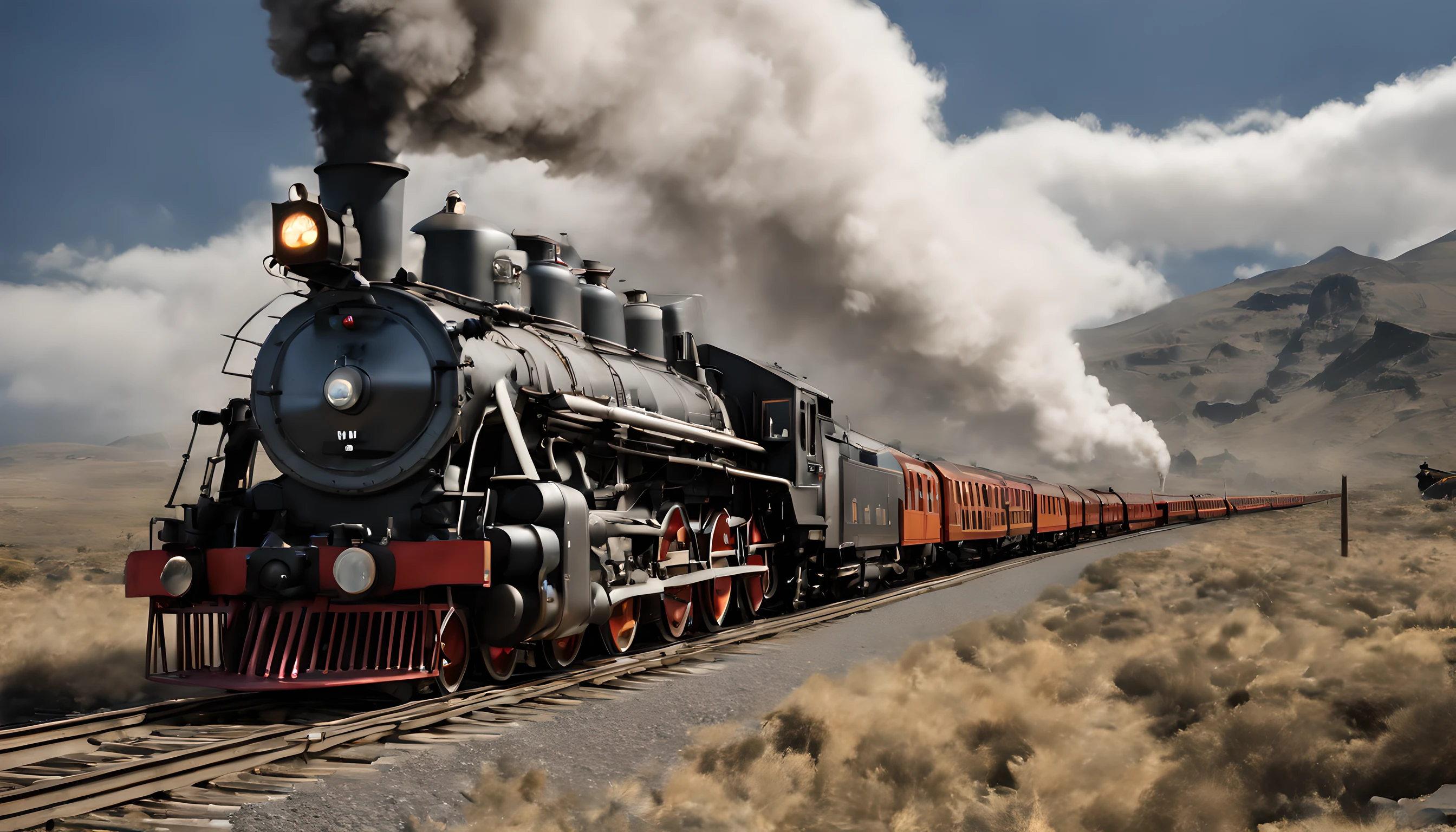 (train:1.5), (steam locomotive running on rails:1.5), (Inspiration from Back to the Future:1.5),