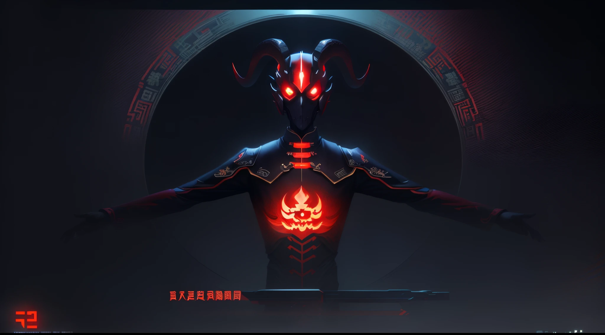 Anime character with horns and red circle around neck, omen from valorant, Wang Chen, Chinese Ghost Festival, front cover of a new video game, squid game, Video game screenshots in 2020, 2 0 2 0 s promotional art, Death and robots, ((Zerat))