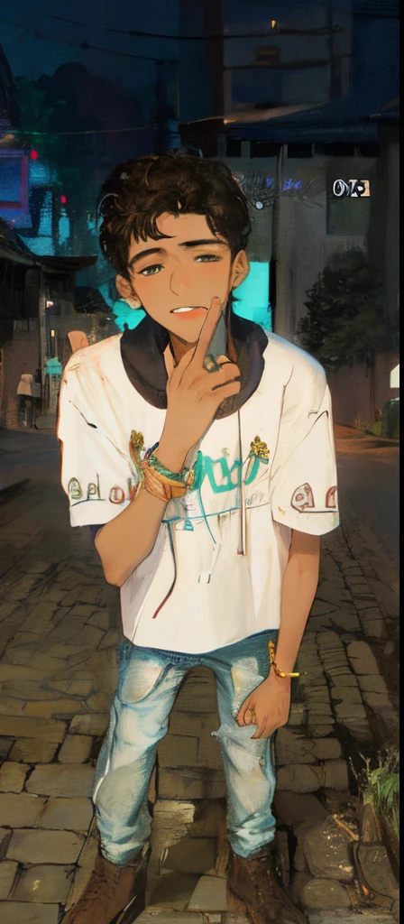 arafed man standing in a street with a finger on his lips, very very low quality picture, around 1 9 years old, riyahd cassiem, profile picture 1024px, ayan nag, teenage boy, atef, taken in the early 2020s, mohamed chahin, with a cool pose, jayison devadas