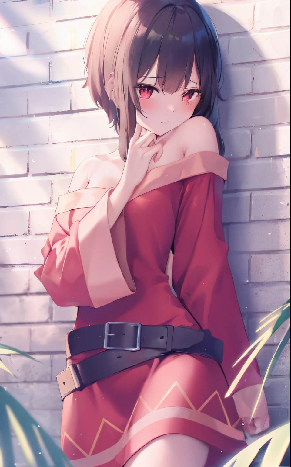 Megumin, off clothes, thighs visible