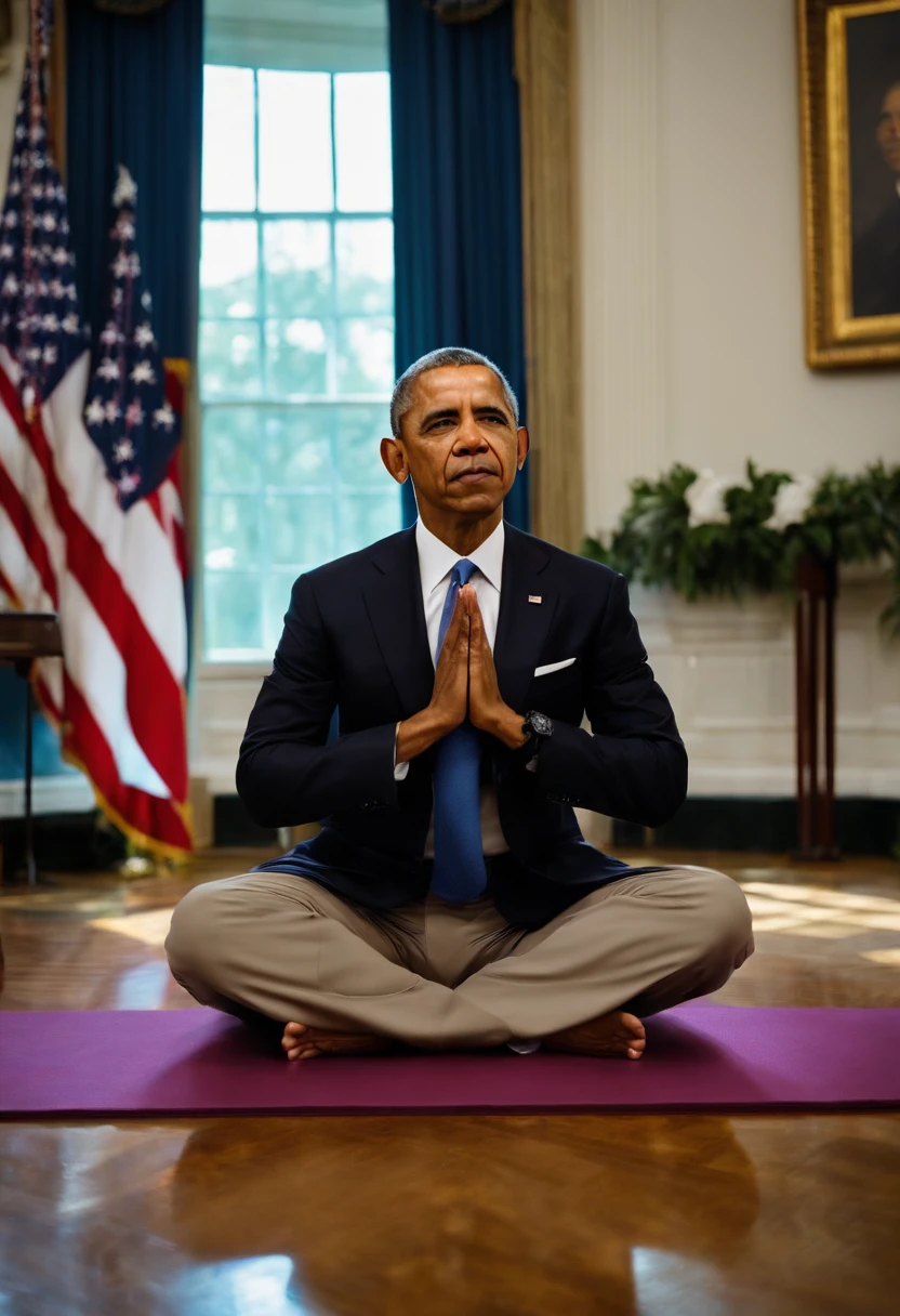 A photo of the president practicing yoga,original,Barack Obama