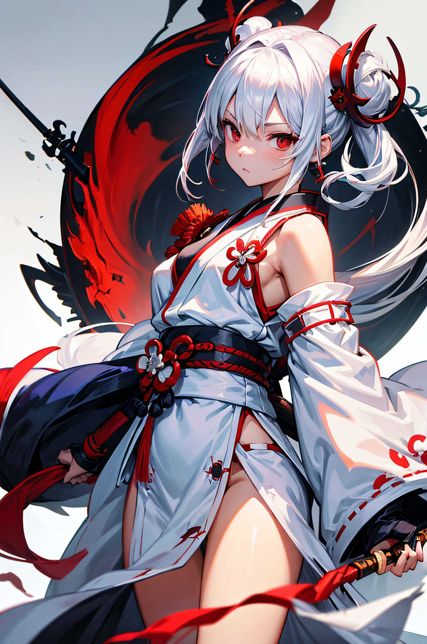 white clothes Black sword scabbard Sword samurais femele Red eyes Onmyoji