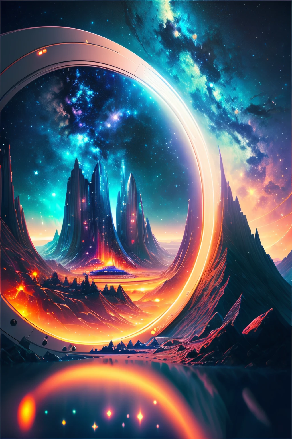 (best quality,ultra-detailed:1.2),(sci-fi,concept artists),(landscape),(vivid colors,bokeh),(HDR,UHD),(3D rendering),(portal),(interstellar),(spacecraft),(mysterious),(futuristic),(bright light),(astronaut),(exploring),(captivating),(limitless),(otherworldly),(journey),(cosmic),(epic),(universe),(adventure),(unknown),(outer space),(astounding),(mesmerizing),(enigmatic),(stellar),(awe-inspiring),(extraterrestrial),(flying),(stars),(galaxy),(breathtaking),(stunning),(hypnotizing),(space exploration),(orbiting),(infinite),(cosmos)