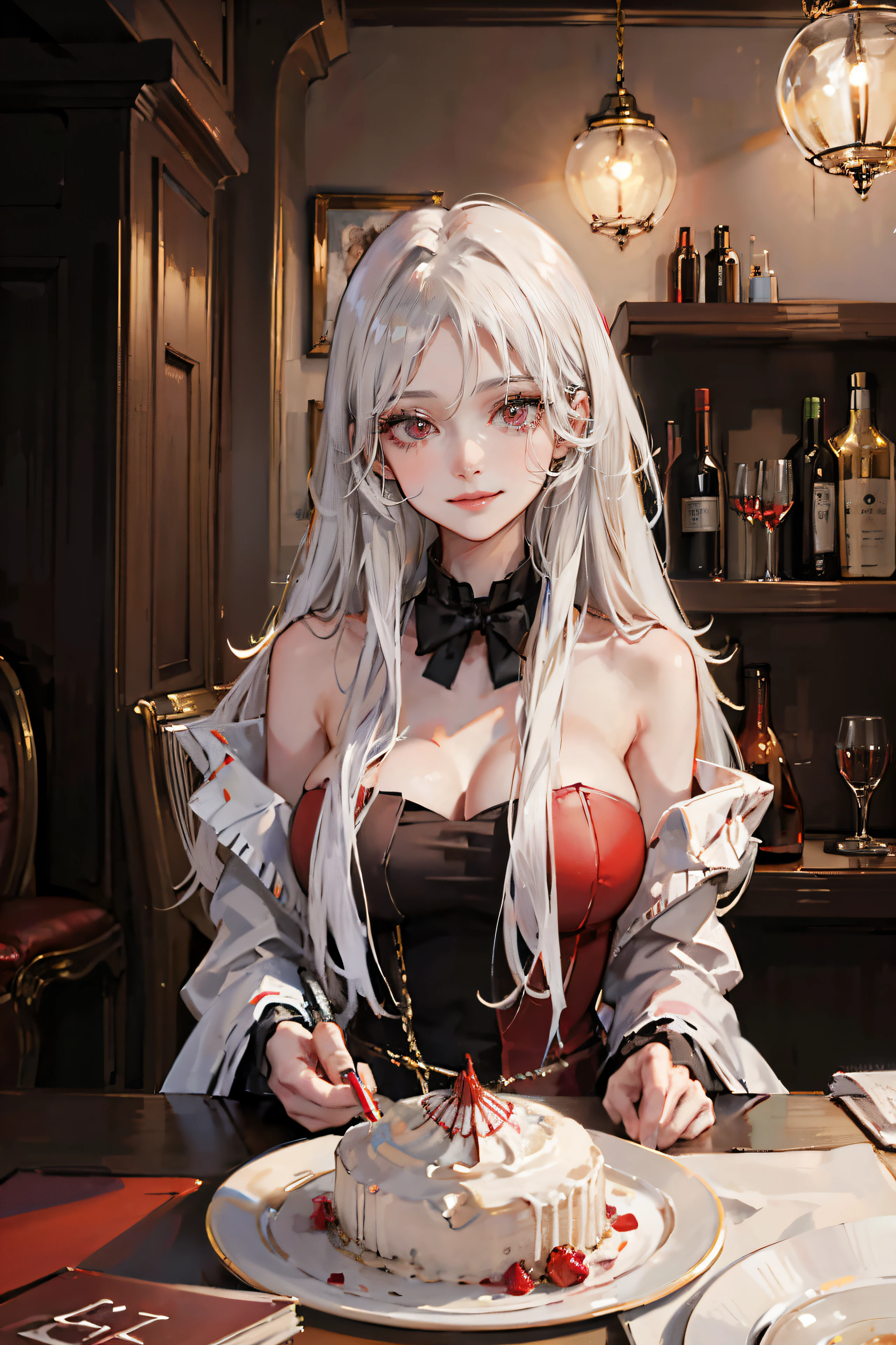 Red pupils,mysterious smile,The face is red,long eyelasher,largeeyes,White,What a 24-year-old French woman looks like