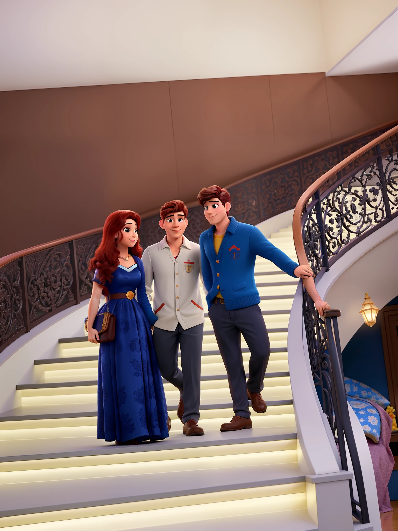 Casal (homem moreno e mulher branca) no estilo Disney Pixar, alta qualidade, melhor qualidade.
