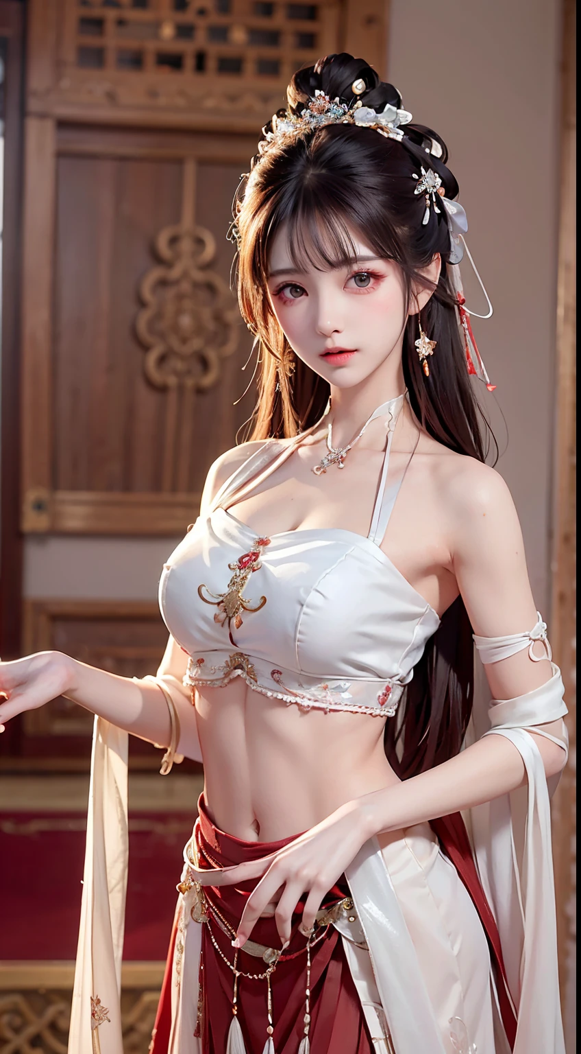 Mata Hari、White background、Dancer&#39;s costume、Wearing a jeweled necklace